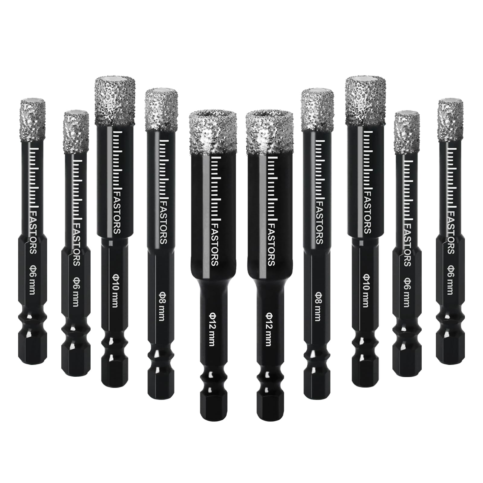 10-Pack Diamond Core Drill Bits for Tile Ceramic Marble Granite Glass Brick Stone