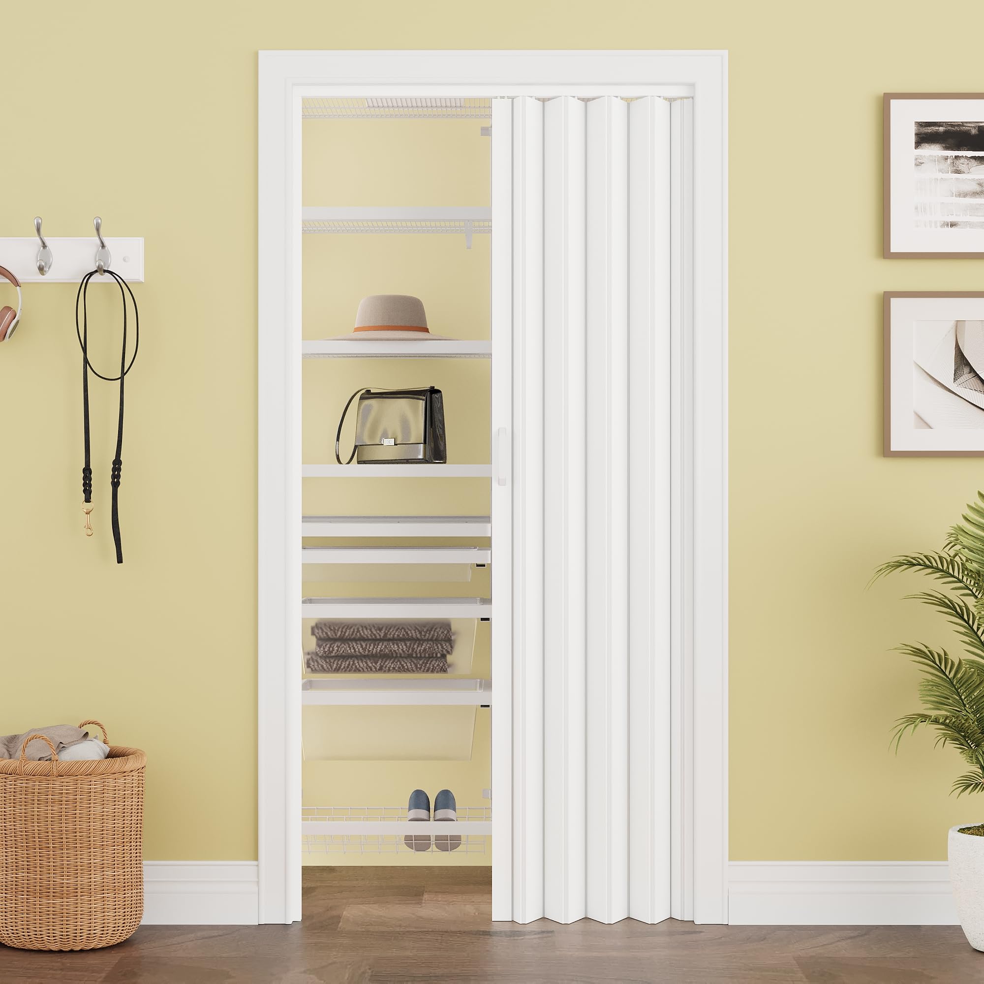 36" x 80" Double Walled PVC Accordion Door Interior with Full-Side Strong Magnetic Strip