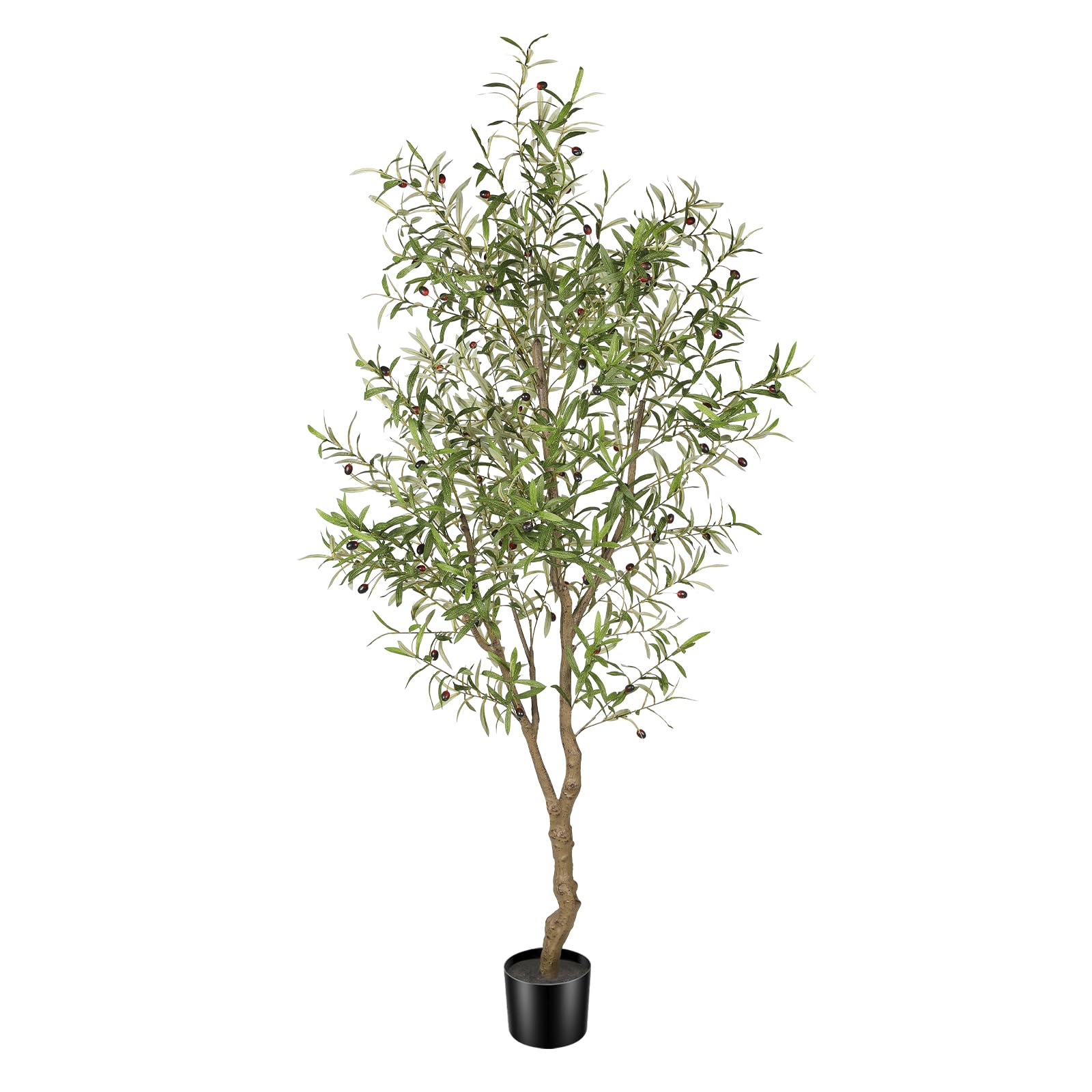 7ft Faux Olive Tree - Fake Potted Olive Silk Tree with Planter Natural Olive
