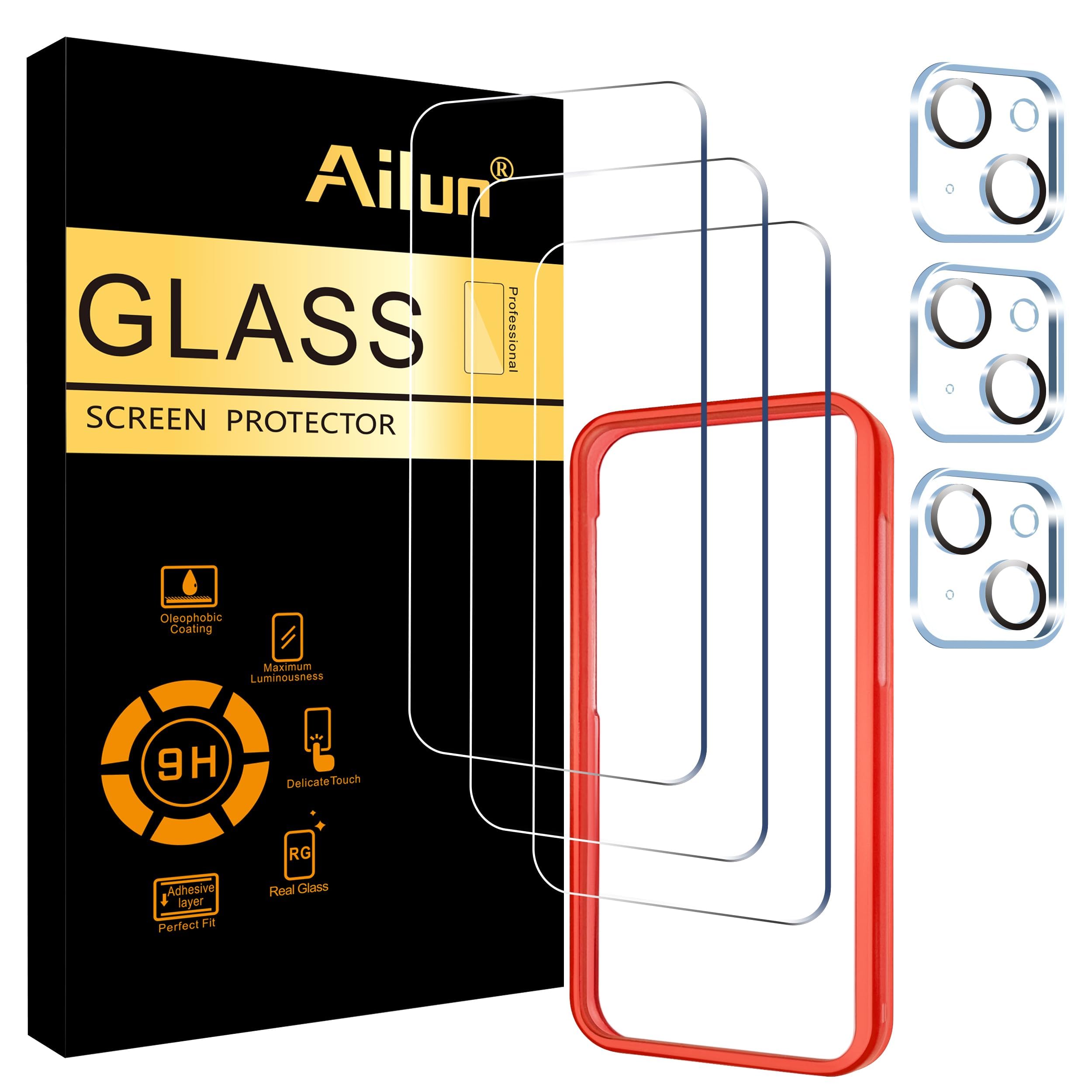 Ailun 3 Pack Screen Protector for iPhone 15 [6.1 inch] + 3 Pack Camera Lens