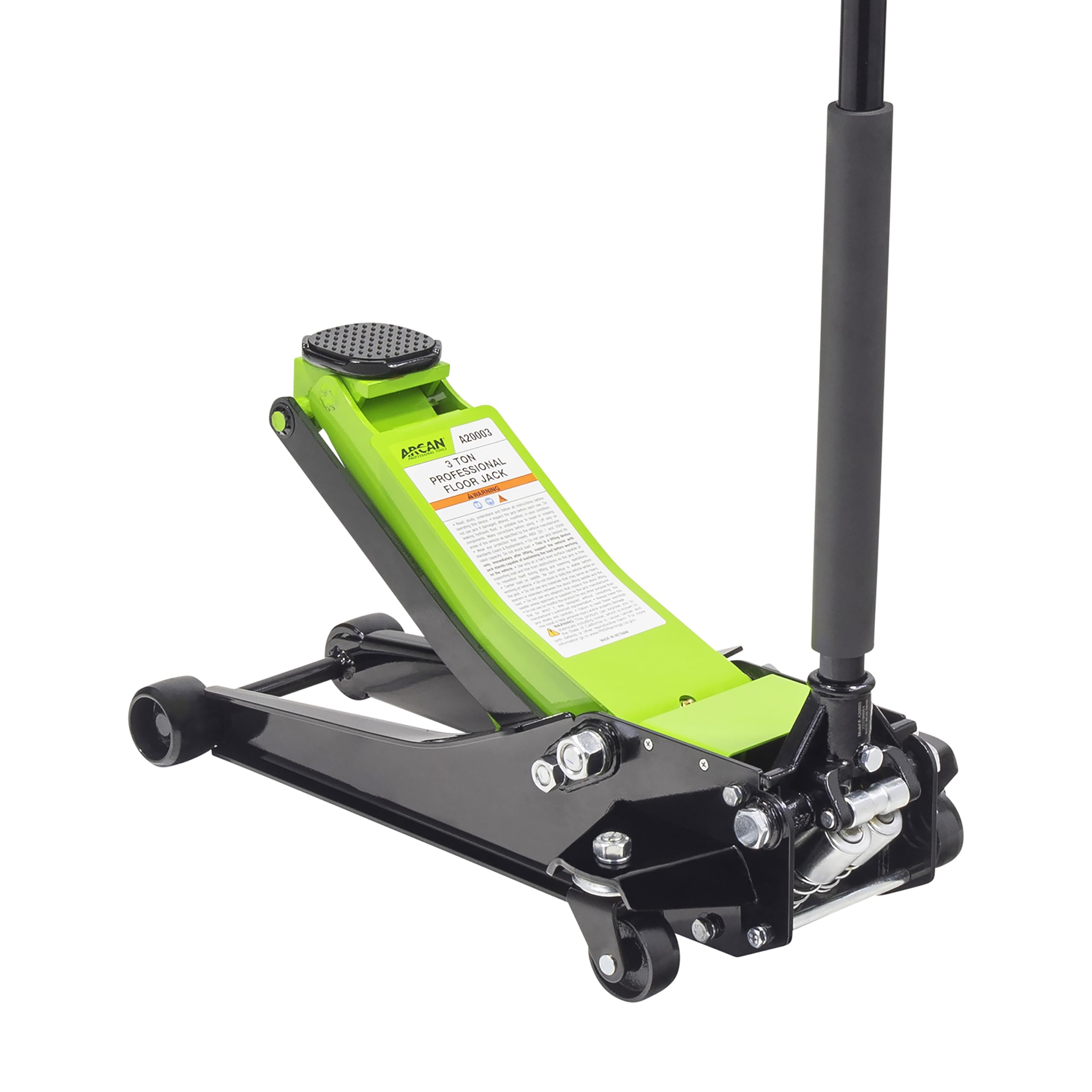 ARCAN 3-Ton Low Profile Steel Floor Jack with Bypass and Overload Safety Valves