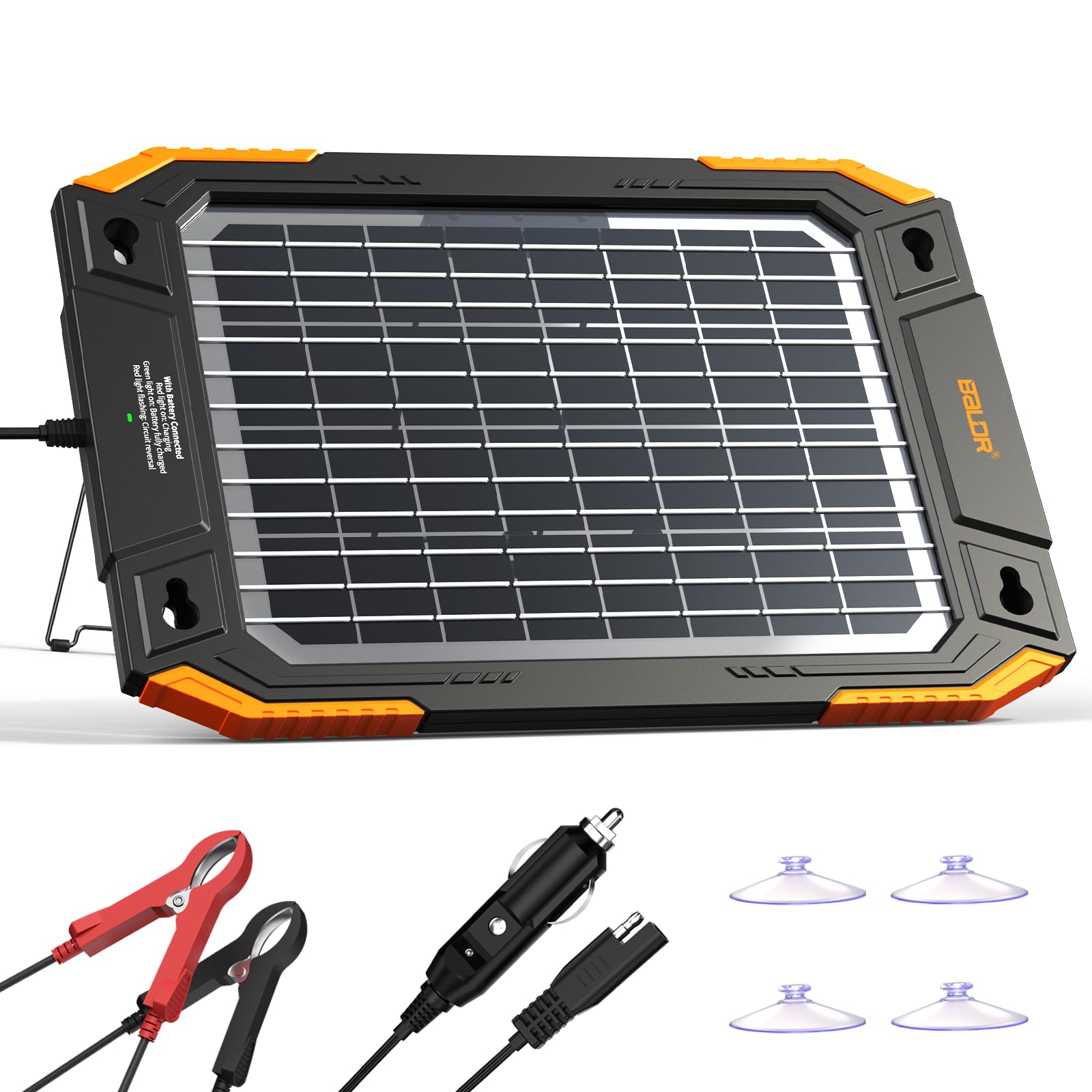BALDR Upgraded 13W Solar Battery Trickle Charger Maintainer 12V Portable