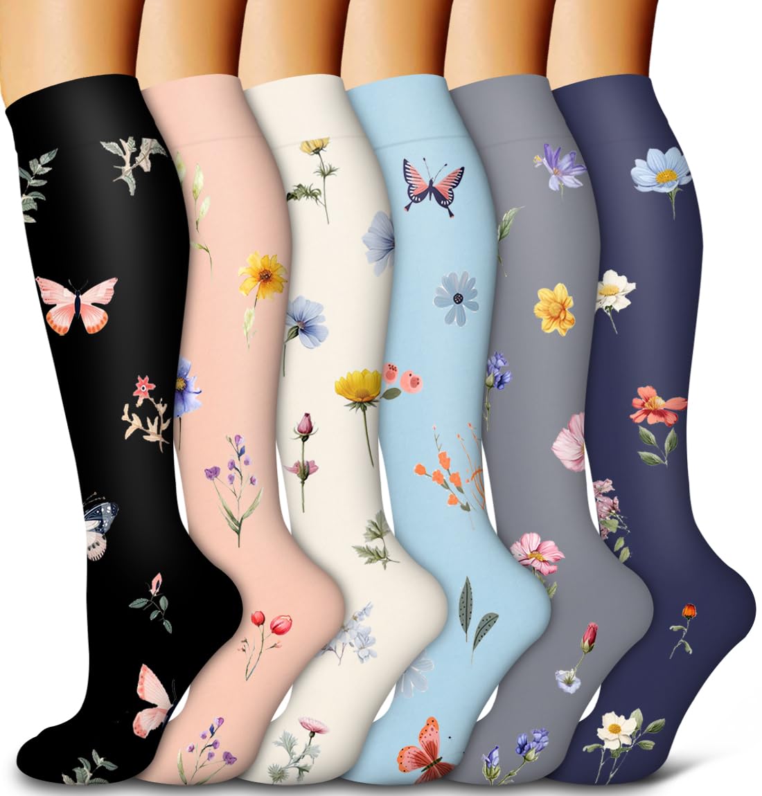Bluemaple 6 Pack Copper Compression Socks for Women and Men Circulation-Best Support for Medical