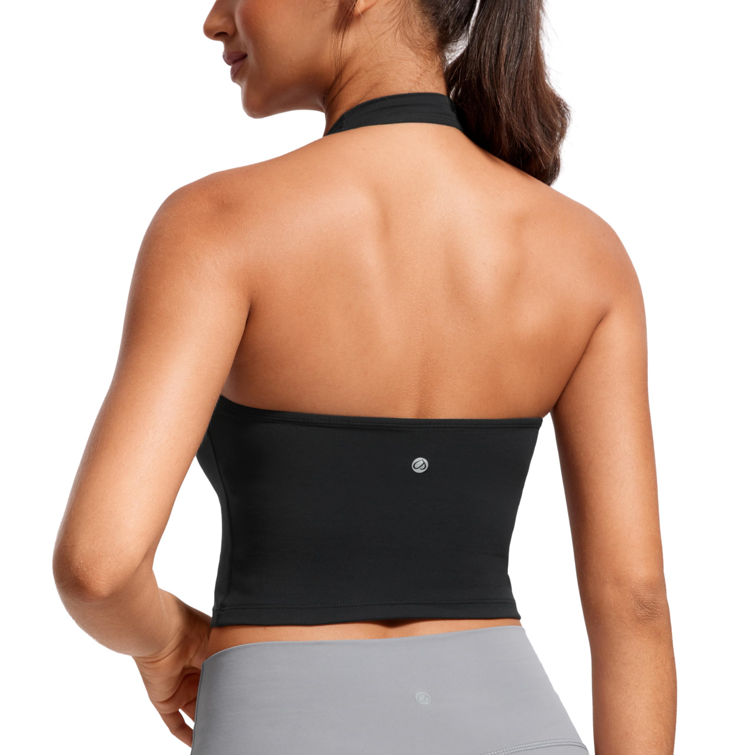 CRZ YOGA Butterluxe Halter Crop Tank Tops for Women