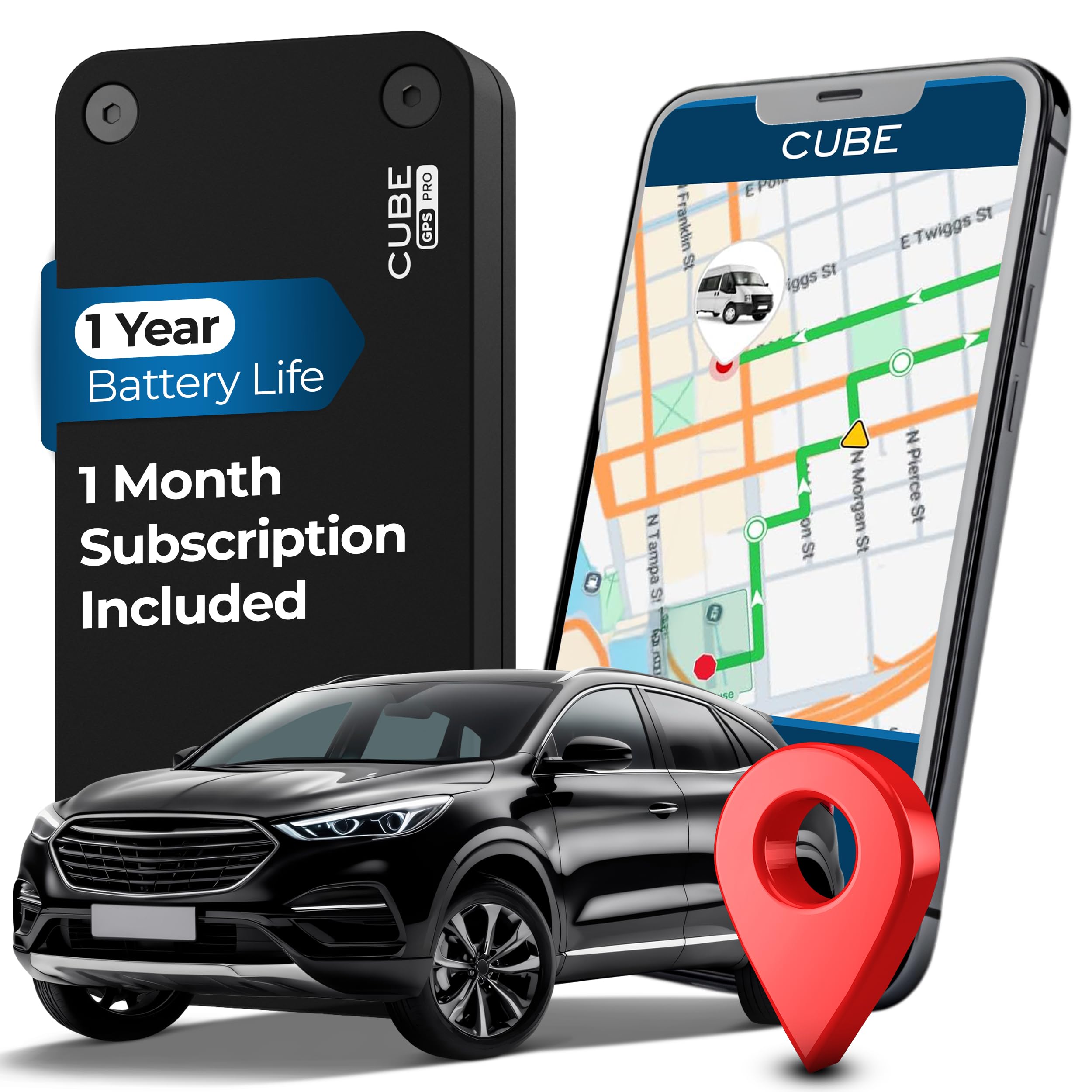 Cube Pro GPS Tracker for Vehicles with Built-in 1 Year Battery