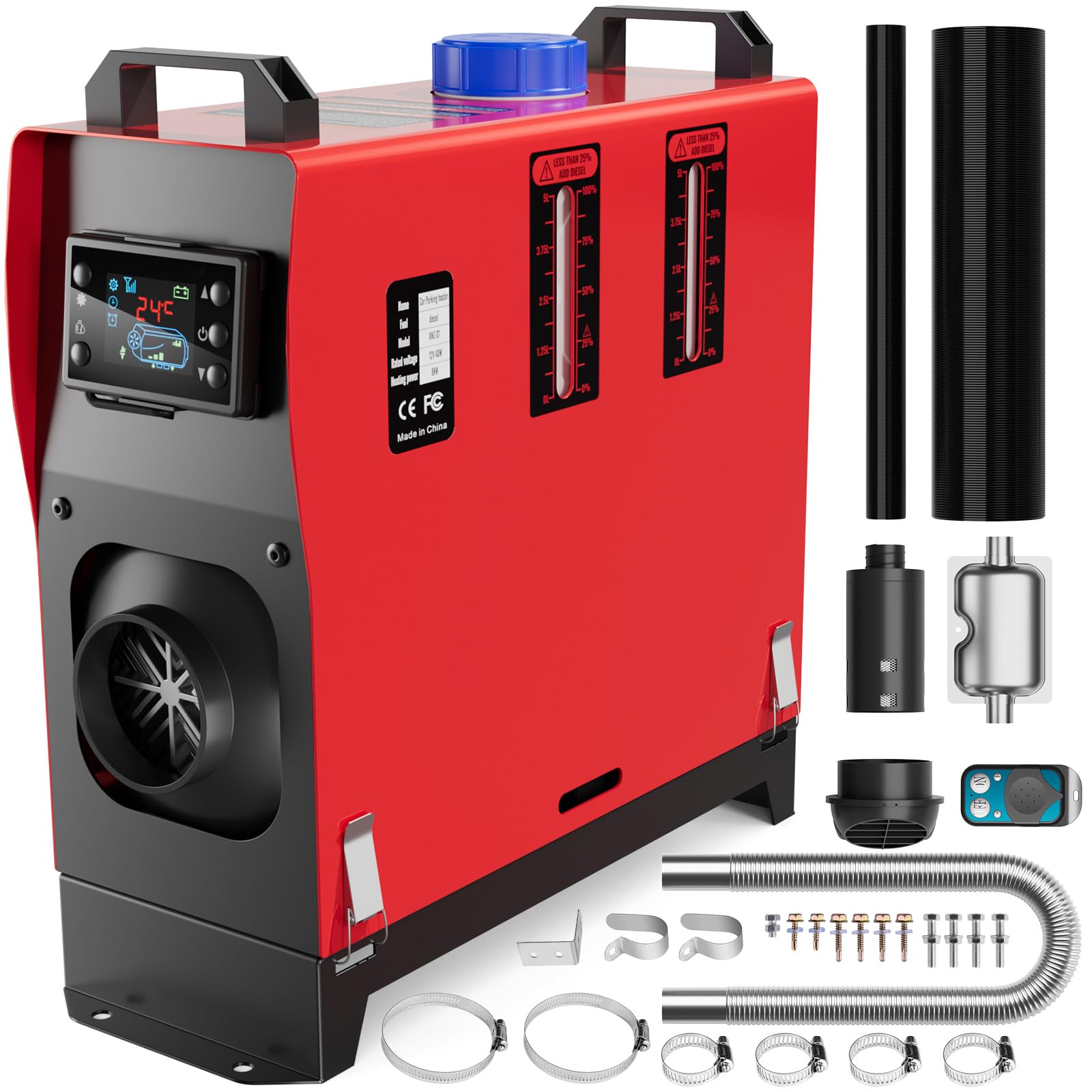 Diesel Heater, 5KW 12V Diesel Air Heater with Remote Control & LCD Display