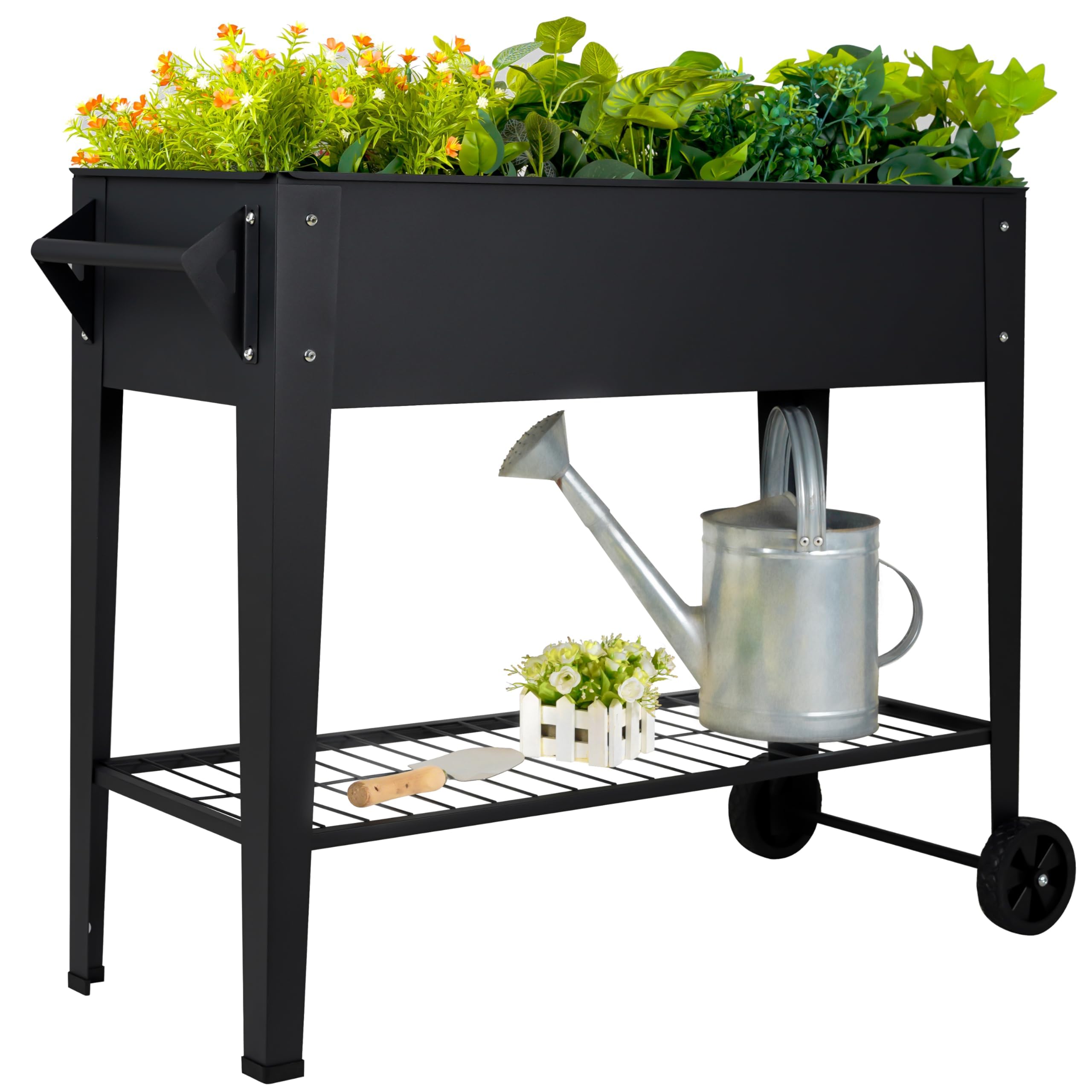 Elevate 32" Tall Raised Garden Bed Outdoor with Wheels & Shelf for Mobility