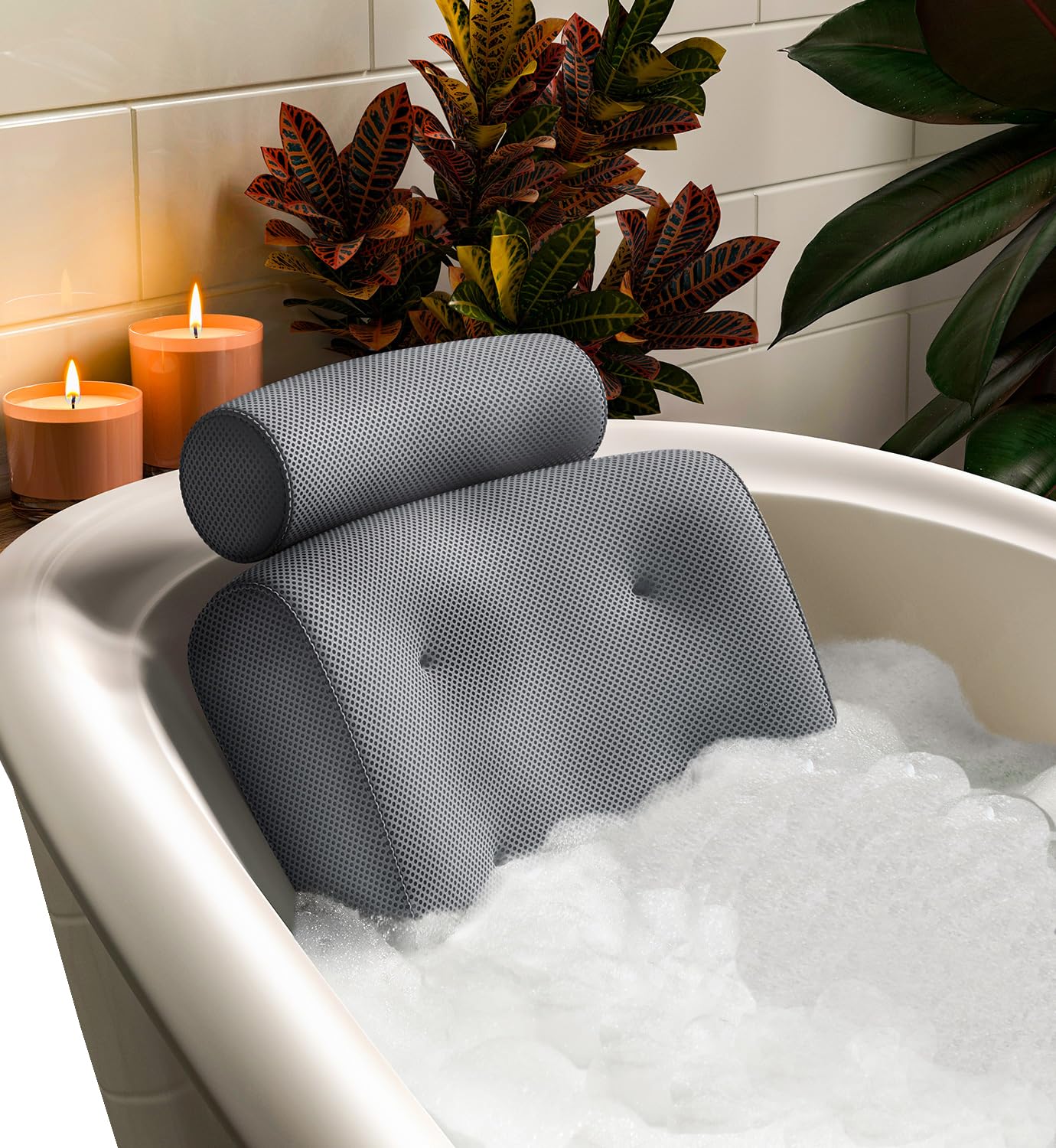 Everlasting Comfort Luxury Bath Pillows for Tub with Head and Neck Support