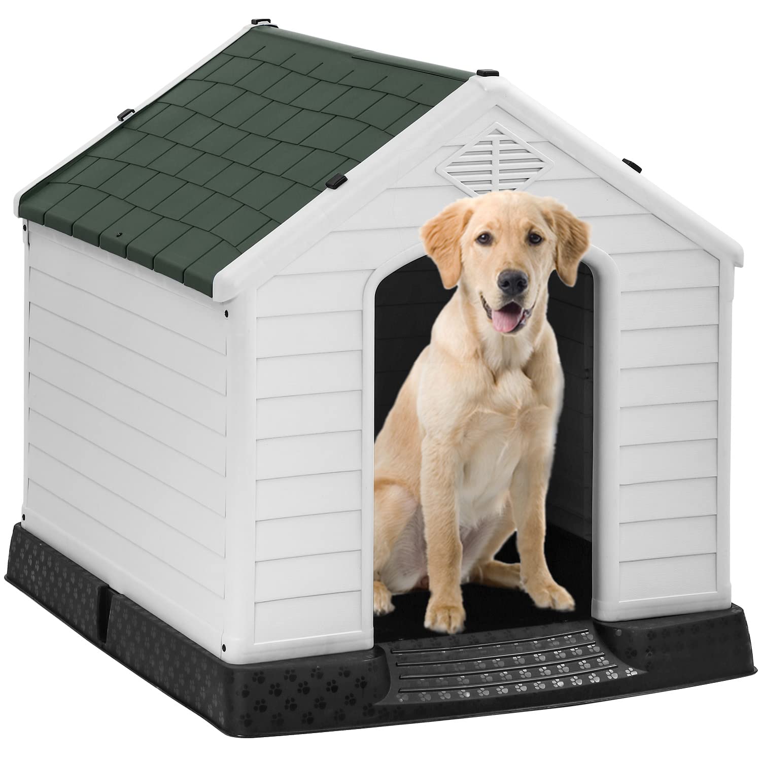 FDW Dog House Indoor Outdoor Durable Ventilate Waterproof Pet Plastic Dog House