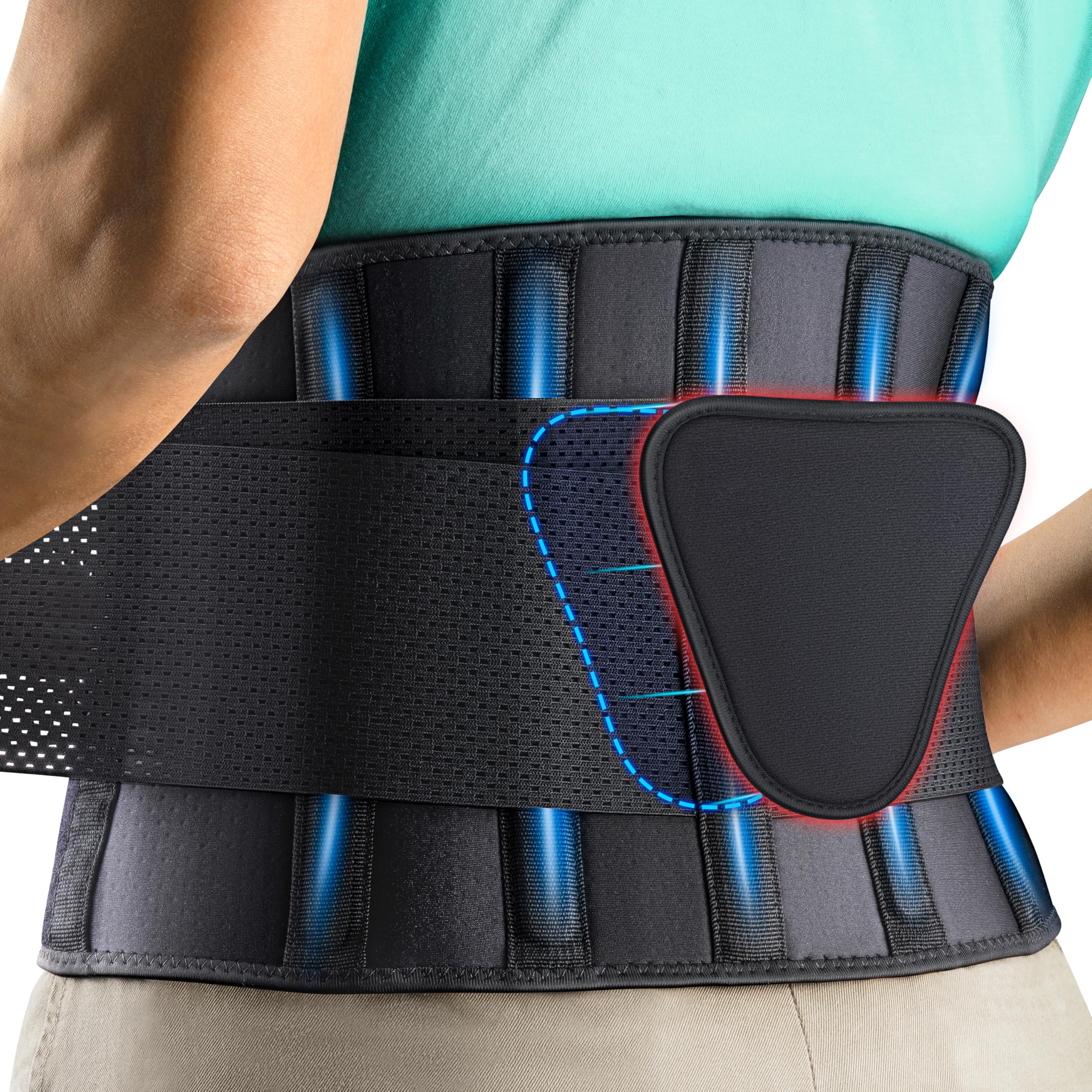FEATOL Back Brace Support Belt-Lumbar Support Back Brace for Back Pain