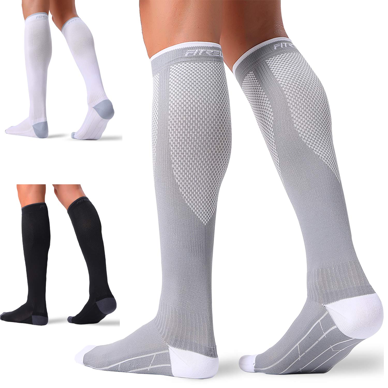 FITRELL 3 Pairs Compression Socks for Women and Men 20-30mmHg-Circulation