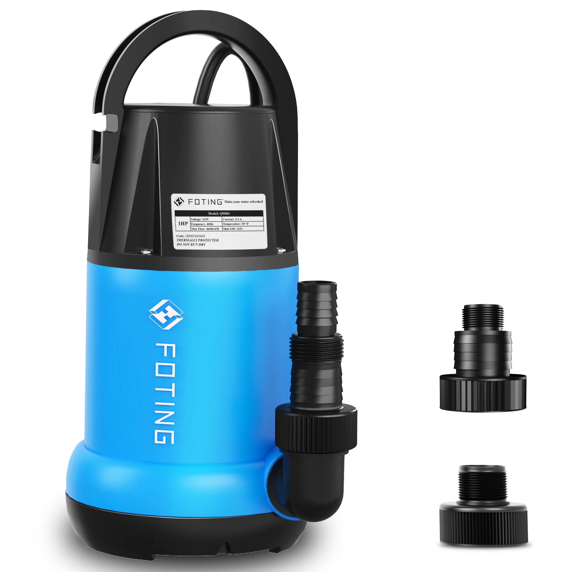 FOTING Sump Pump 1HP Clean/Dirty Submersible Water Pump