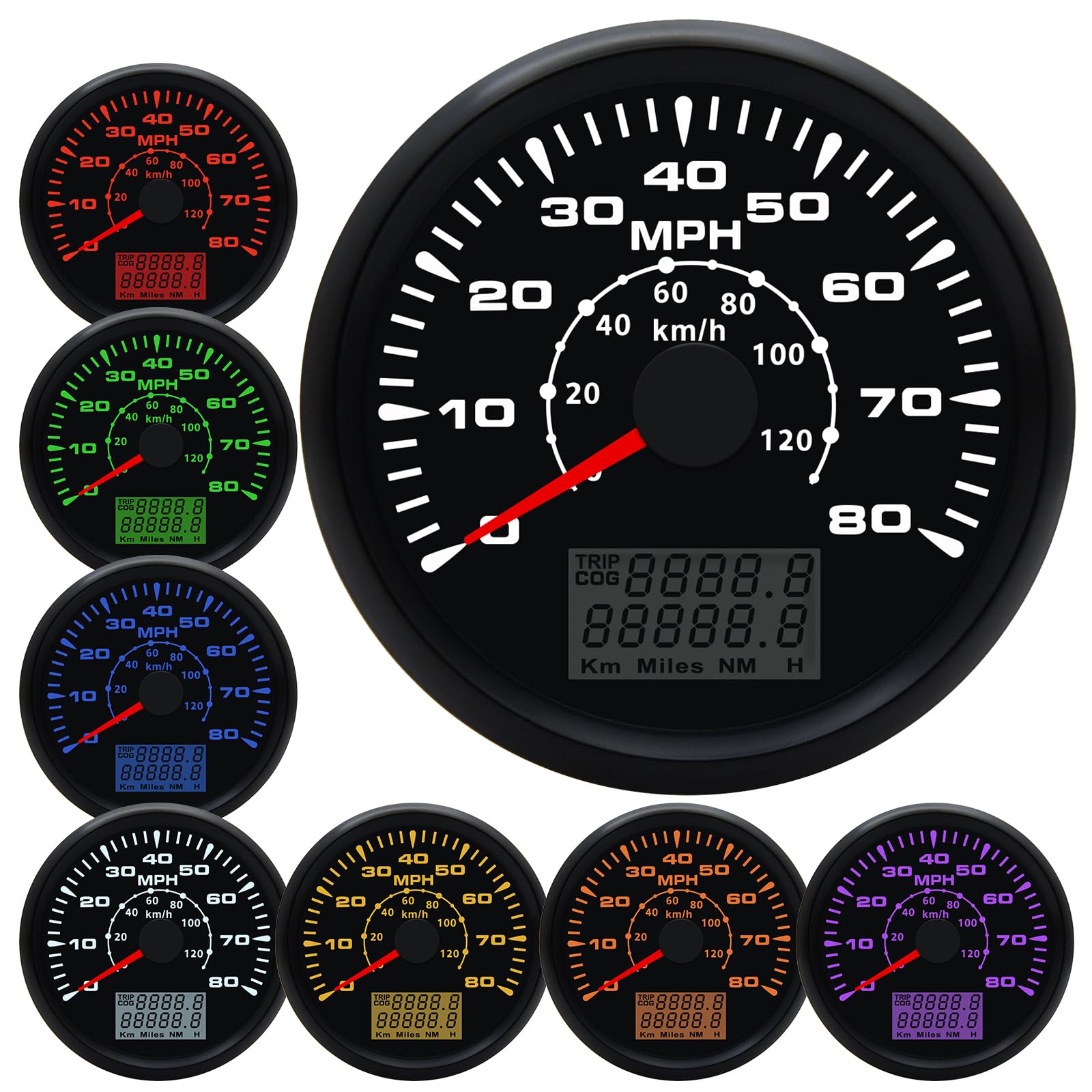 Geloo 85MM GPS Speedometer Gauge Boat MPH Speedometer Waterproof 0-80MPH
