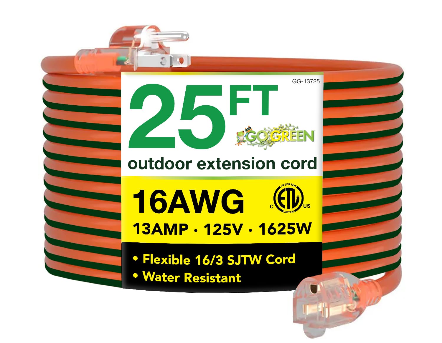 Go Green Power Inc. 16/3 25ft Outdoor Extension Cord with Lighted End