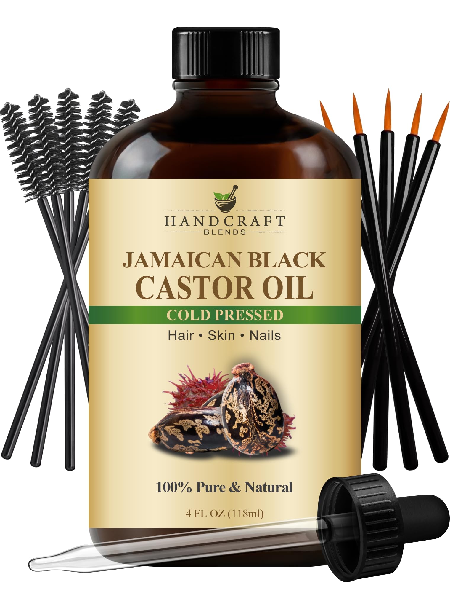 Handcraft Blends Cold-Pressed Jamaican Black Castor Oil 4 Fl Oz