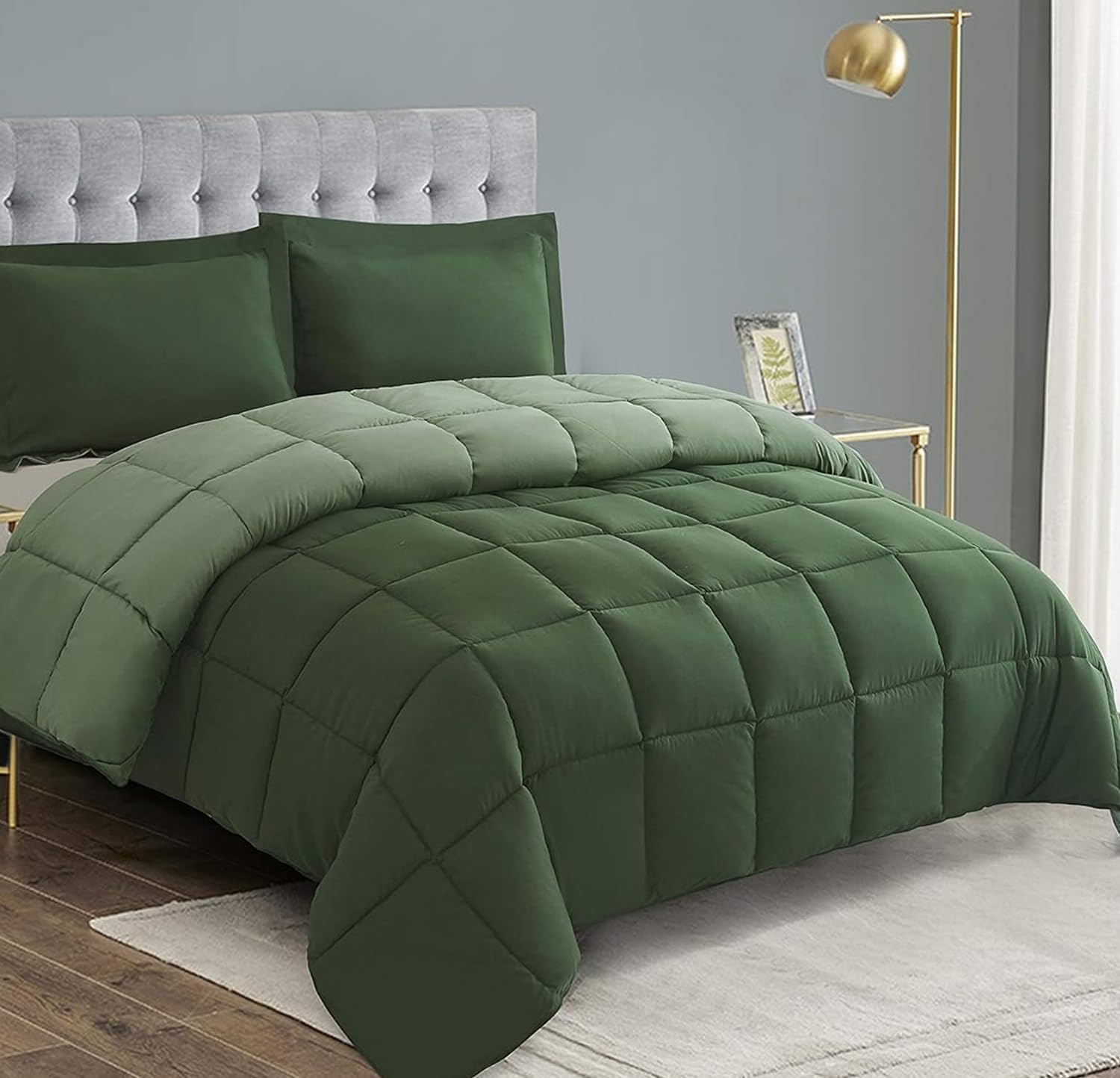 HIG 3pc Green Queen Size Comforter Set