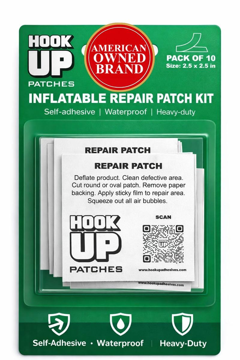 HOOK UP Inflatable Repair Patches – Heavy Duty Peel & Stick Patch Kit for Pool Floats