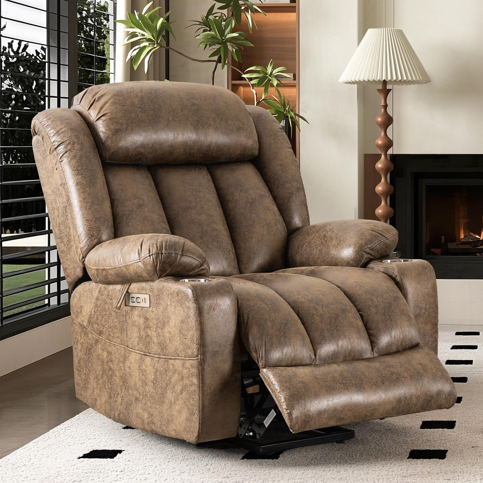 HUSFU Oversized Power Lift Recliner Chair with Massage and Heat for Elderly