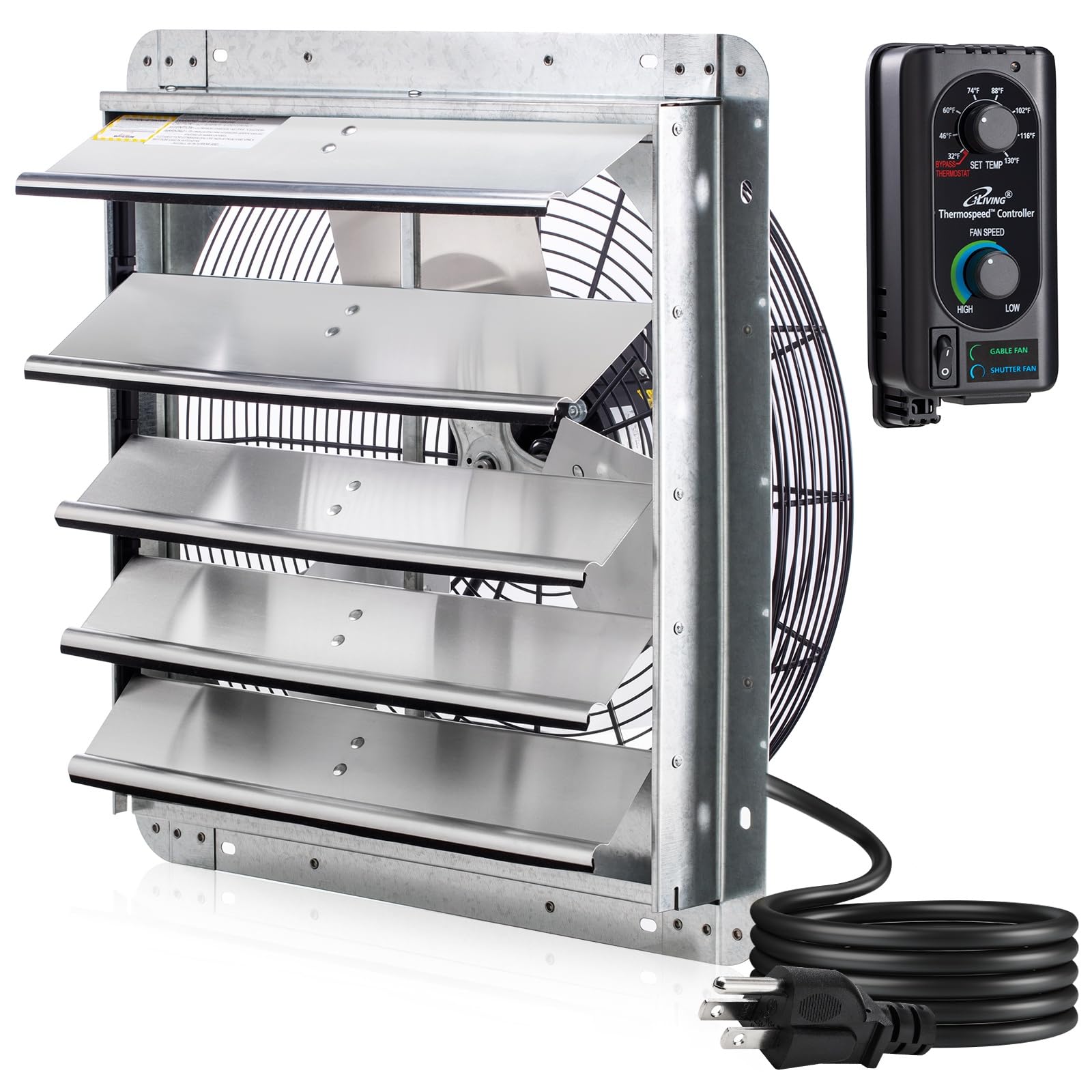 iLIVING 18" Wall Mounted Shutter Exhaust Fan