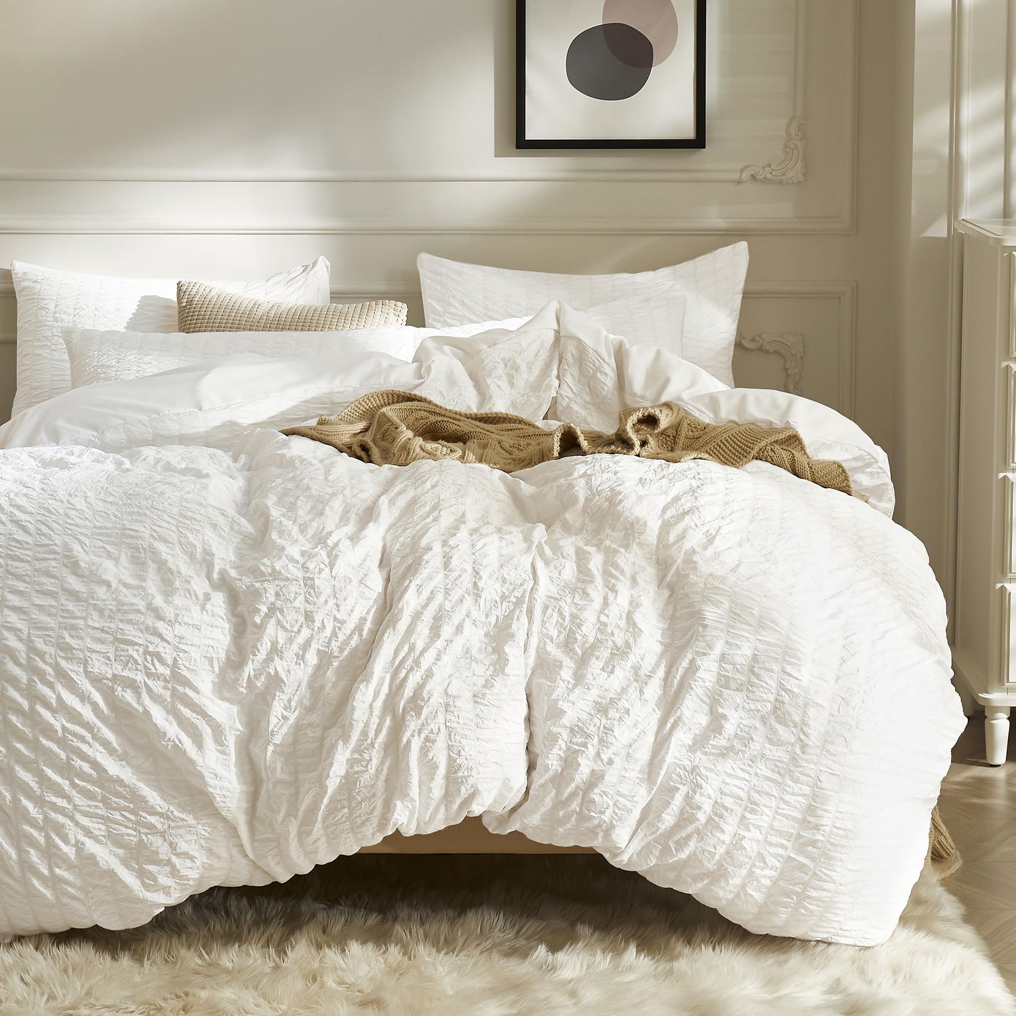 JELLYMONI White Duvet Cover King Size