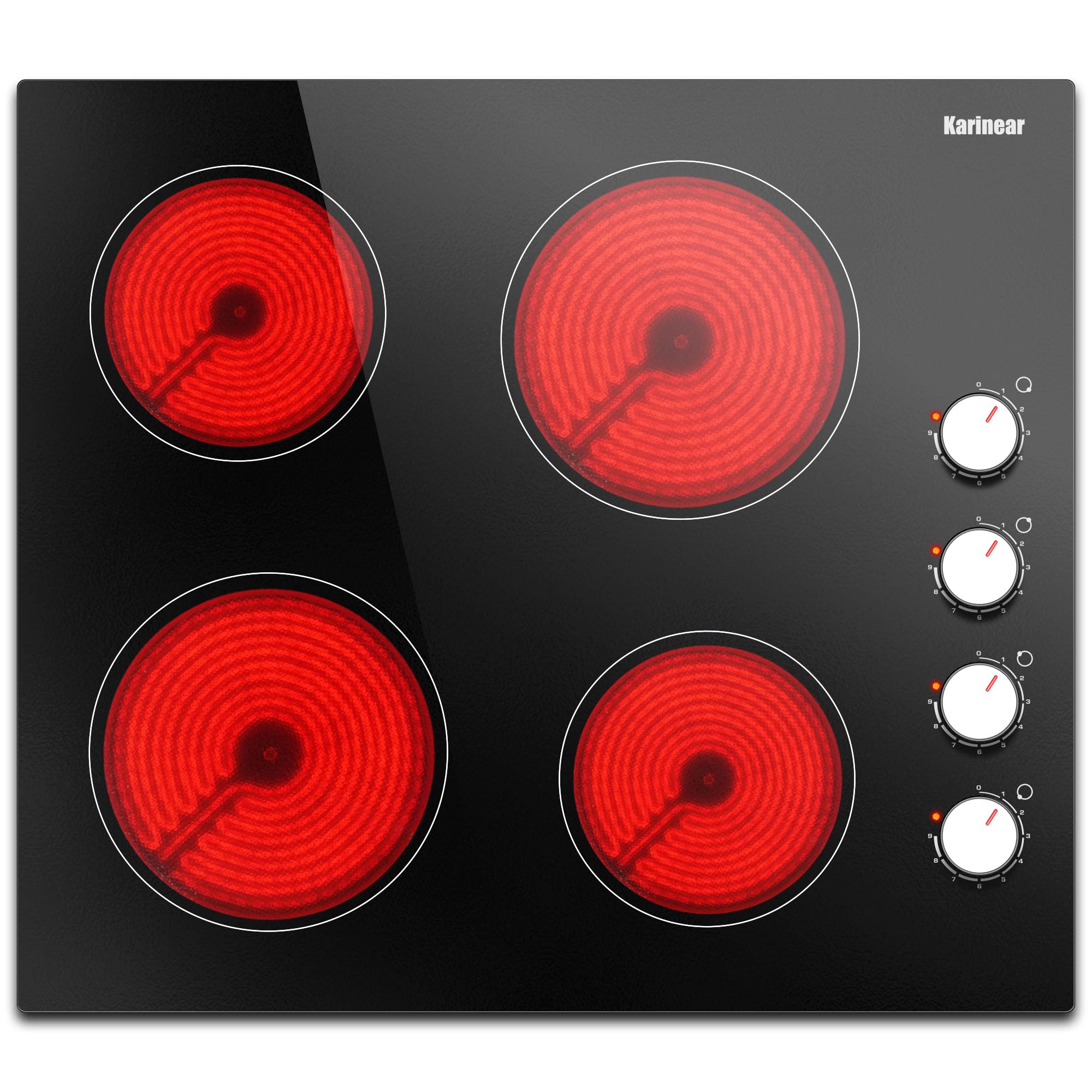 Karinear 24 Inch Electric Cooktop 4 Burners Electric Stove