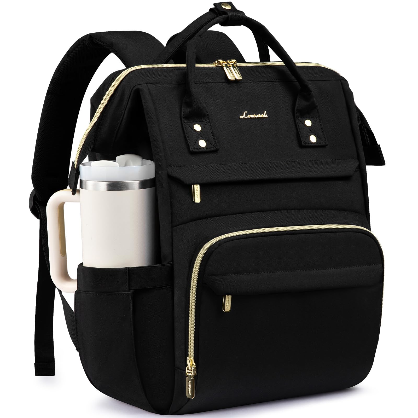 LOVEVOOK Laptop Backpack for Women with Giant Tumbler Holder Pocket