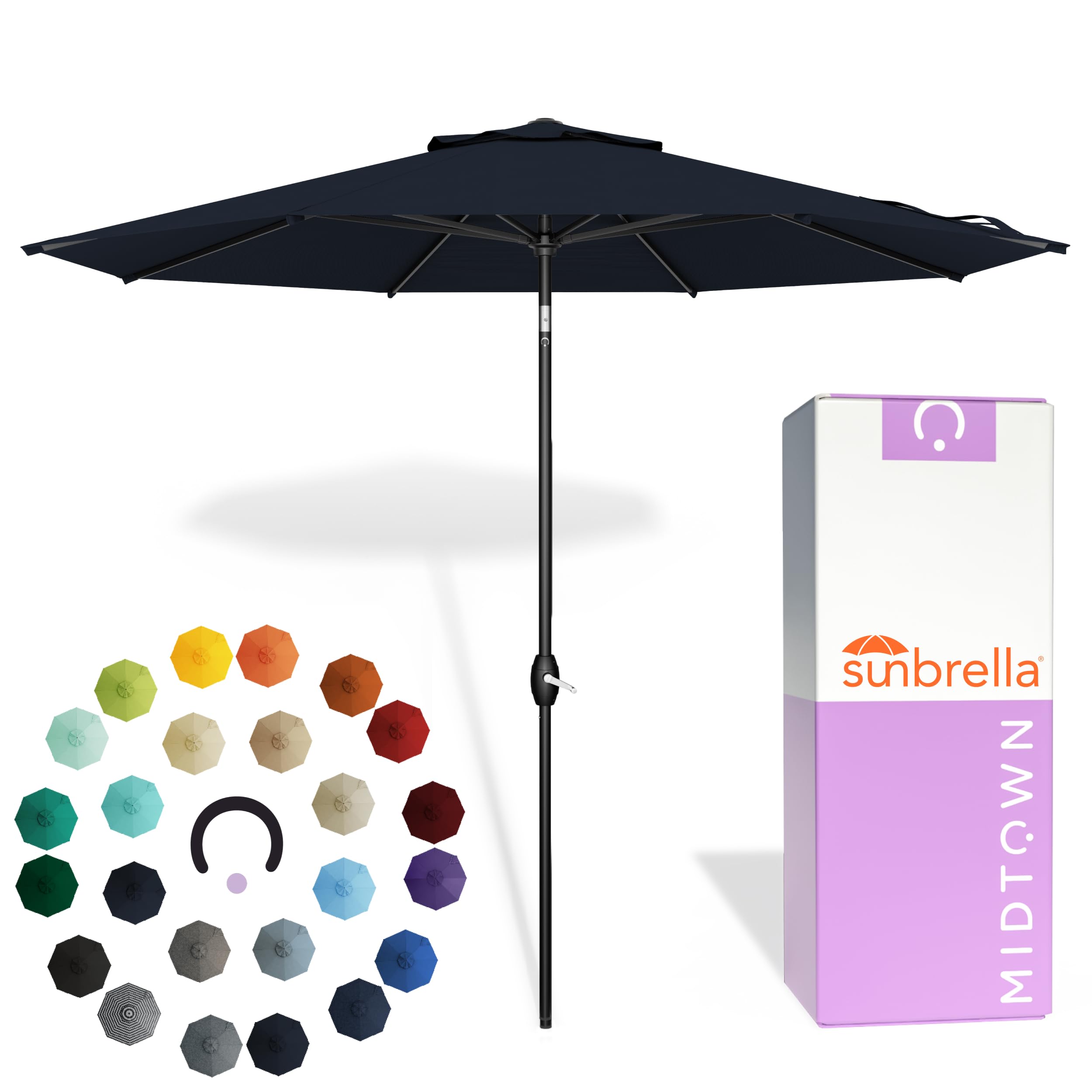 Midtown Umbrellas - The Lean 9 Ft Patio Umbrella with Fade-Resistant Sunbrella Fabric