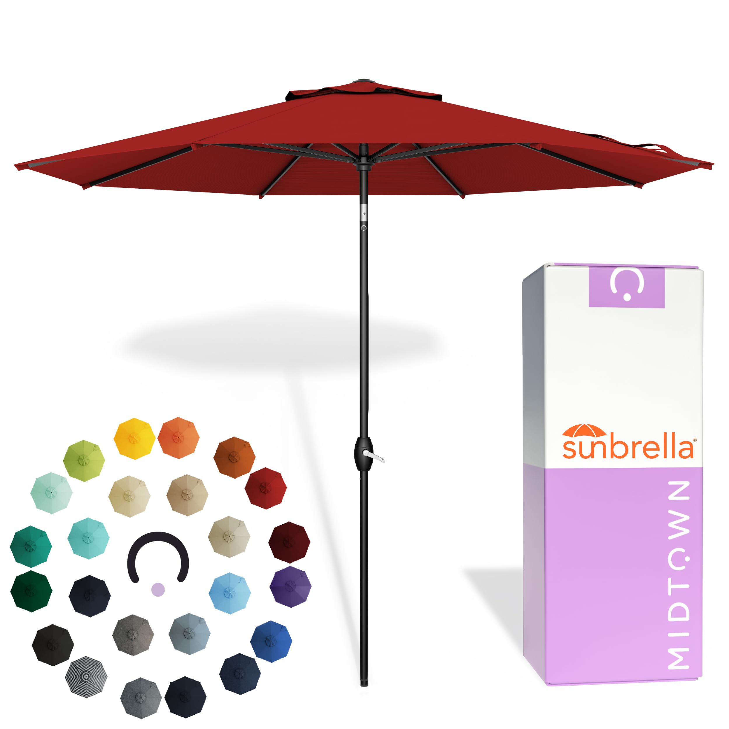 Midtown Umbrellas - The Lean 9 Ft Patio Umbrella with Fade-Resistant Sunbrella Fabric