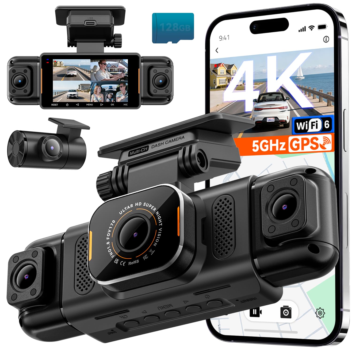 N5 PRO 4K 4 Channel Dash Cam