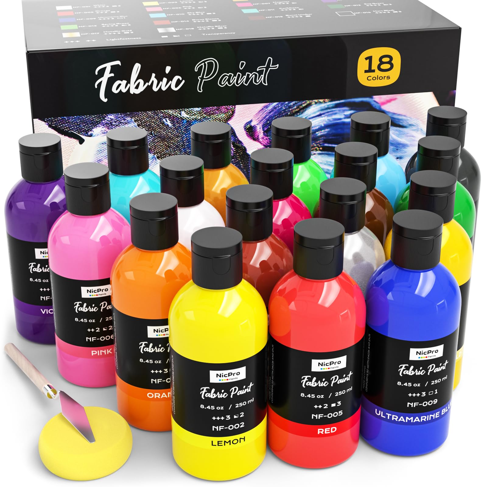 Nicpro 18 Colors Permanent Fabric Paint