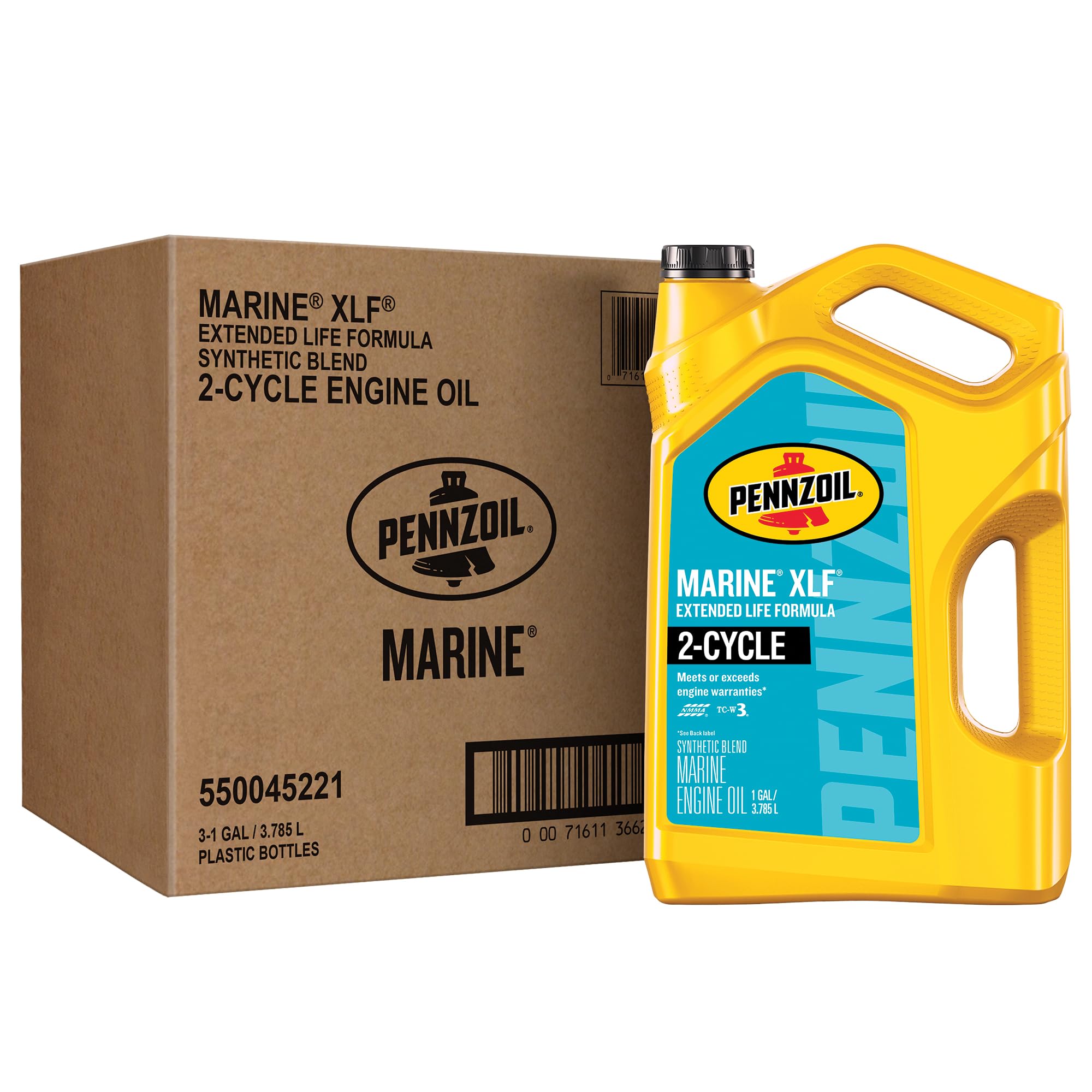 Pennzoil Marine XLF Extended Life Formula Engine Oil, 1 Gallon (3-Pack)