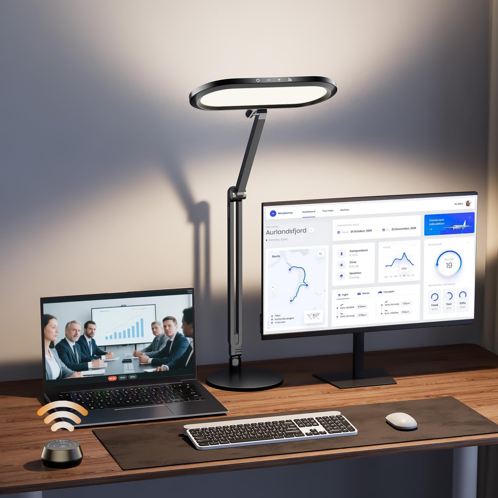 Premium LED Desk Lamp for Home Office – Eye-Caring Double Side Light with Knob Remote