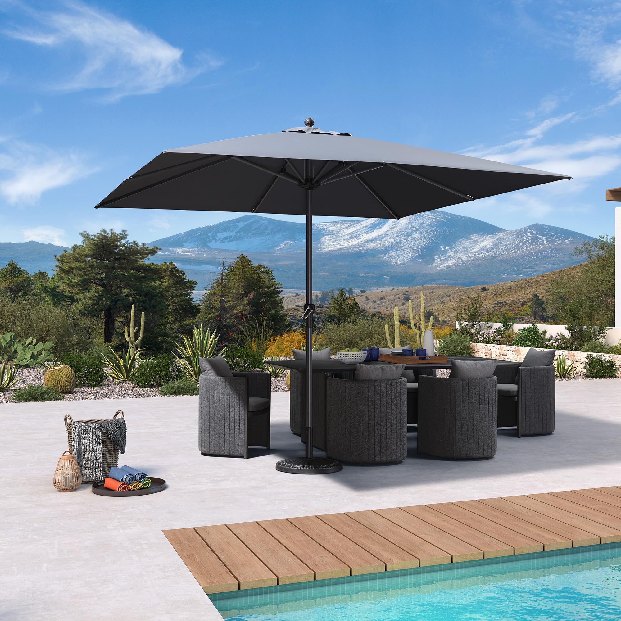 PURPLE LEAF 10' x 10' Square Patio Umbrella Outdoor Table Umbrella Aluminum