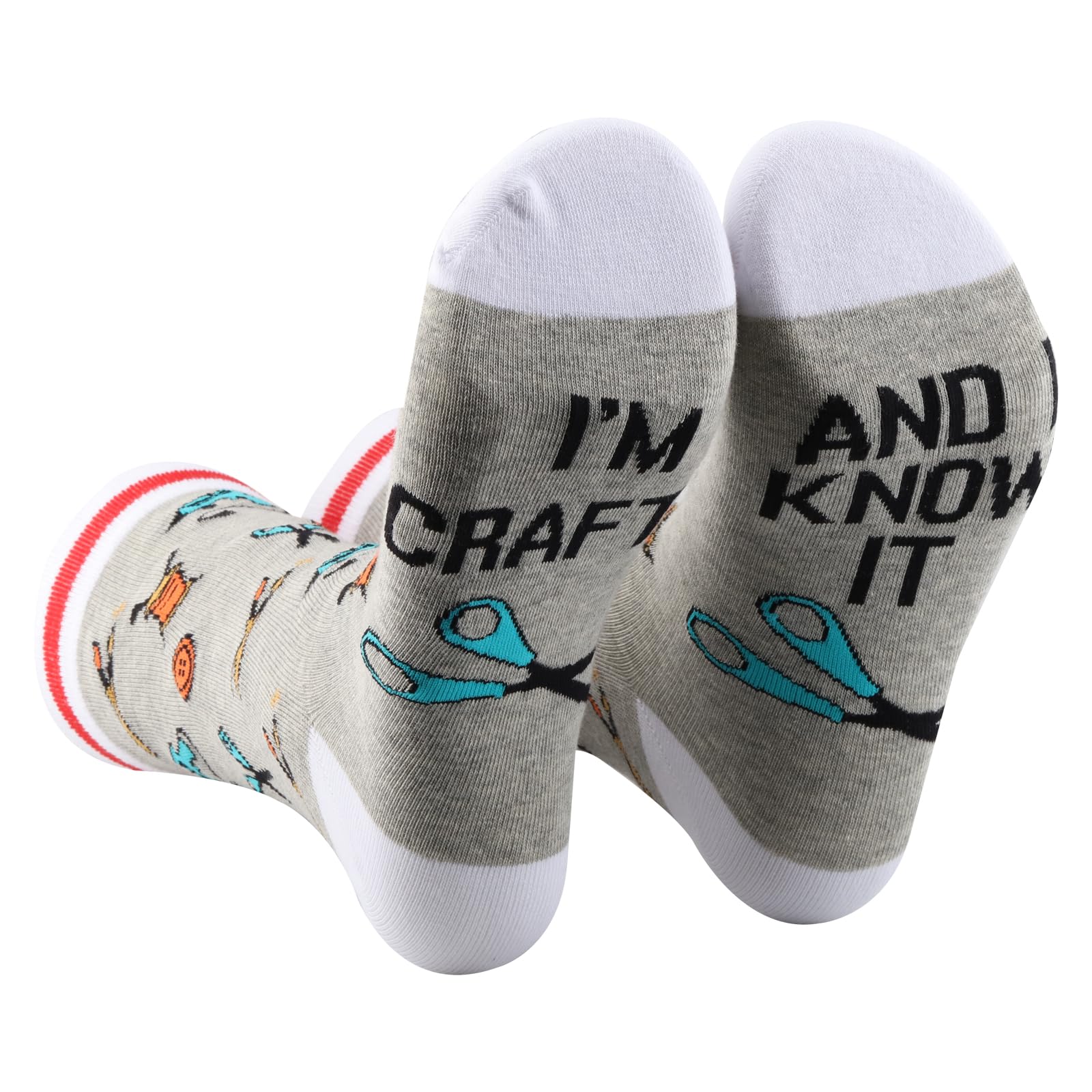 PXTIDY 2 Pairs Crafting Socks Craft Lover Gift Crafter Socks Crafter Mom Gift