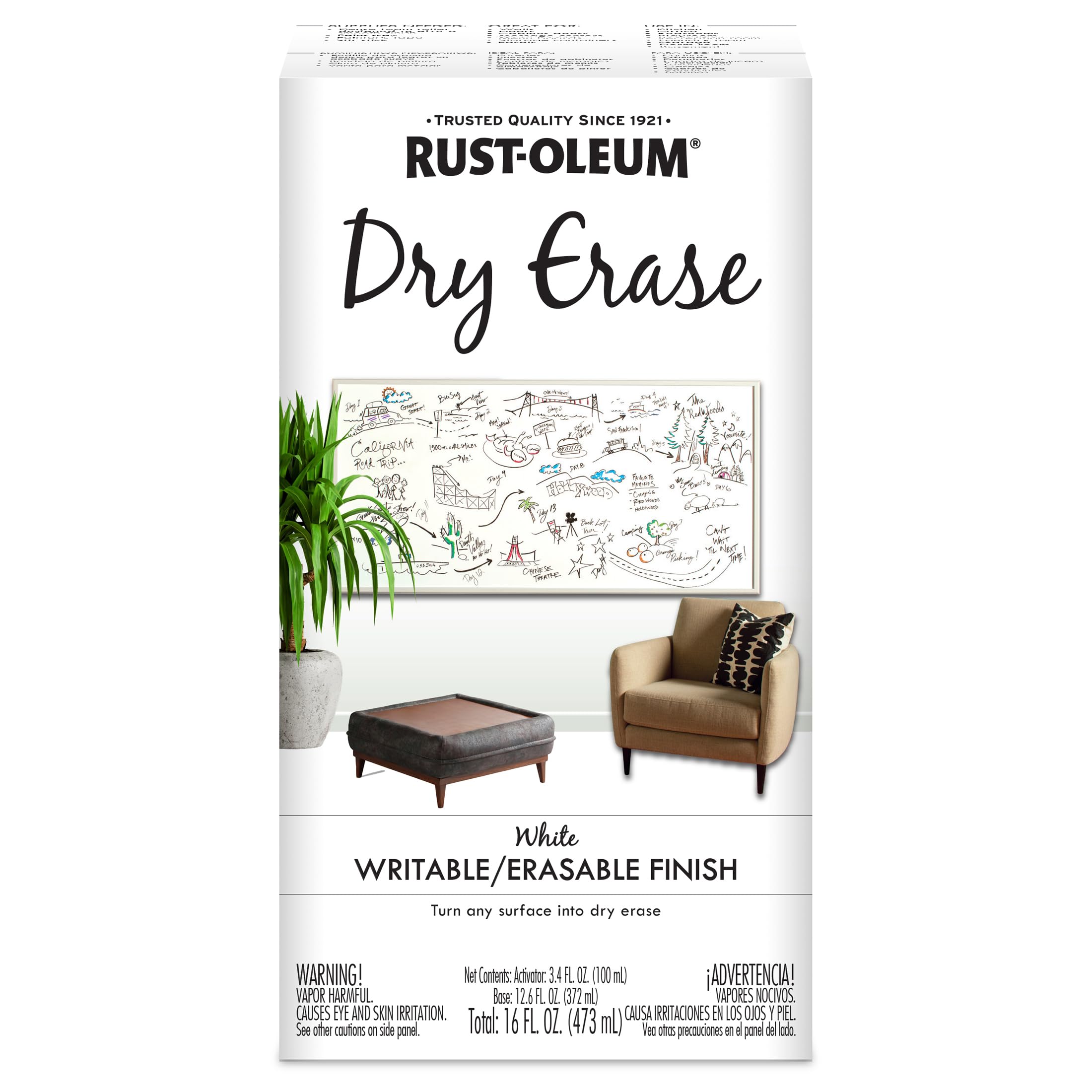Rust-Oleum 241140 Specialty Dry Erase Brush-On Paint Kit, White