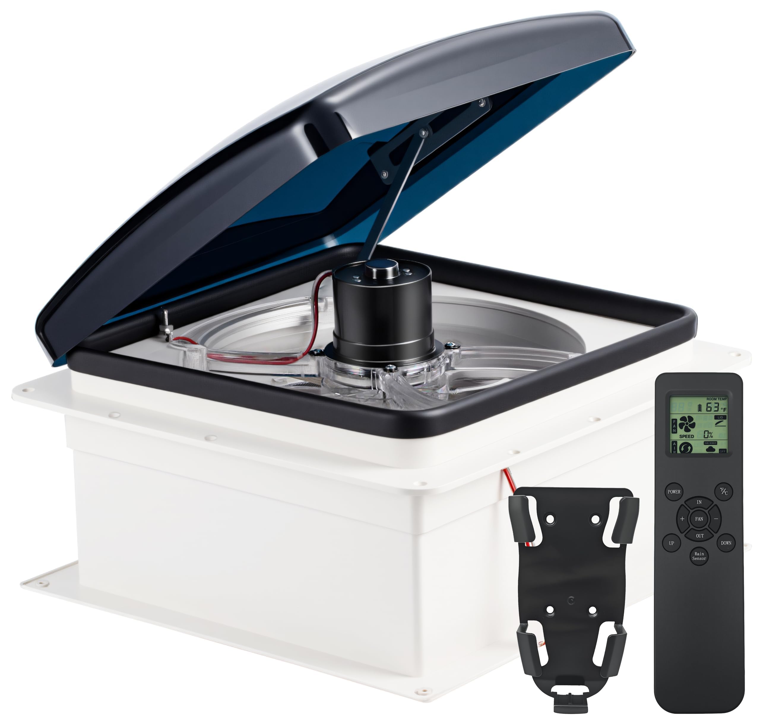 RV Vent Fan 14x14, 10-Speed Roof Vent Fan with Remote Control & Rain Sensor