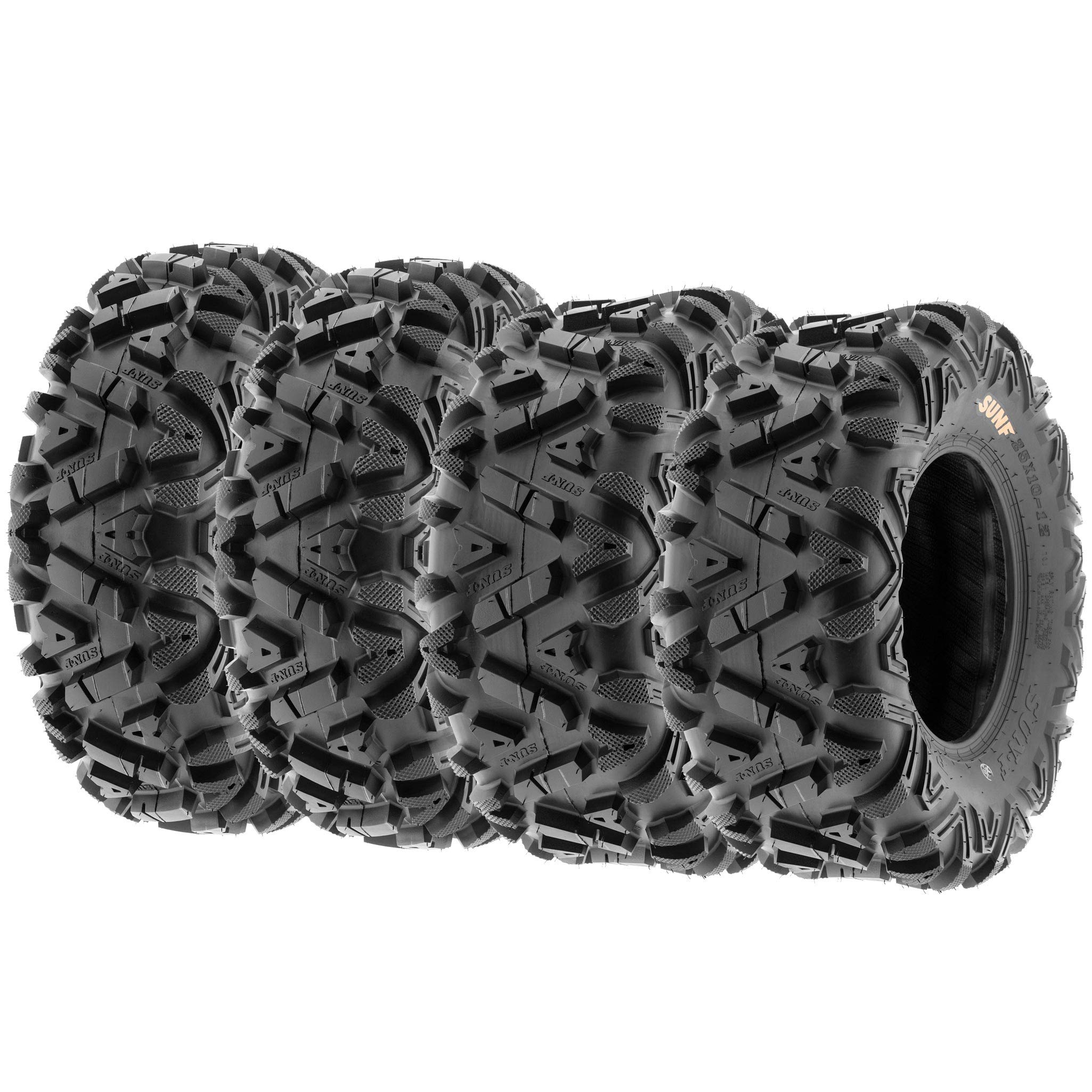 Set of 4 SunF Power.I ATV UTV all-terrain Tires 25x8-12 Front & 25x10-12 Rear