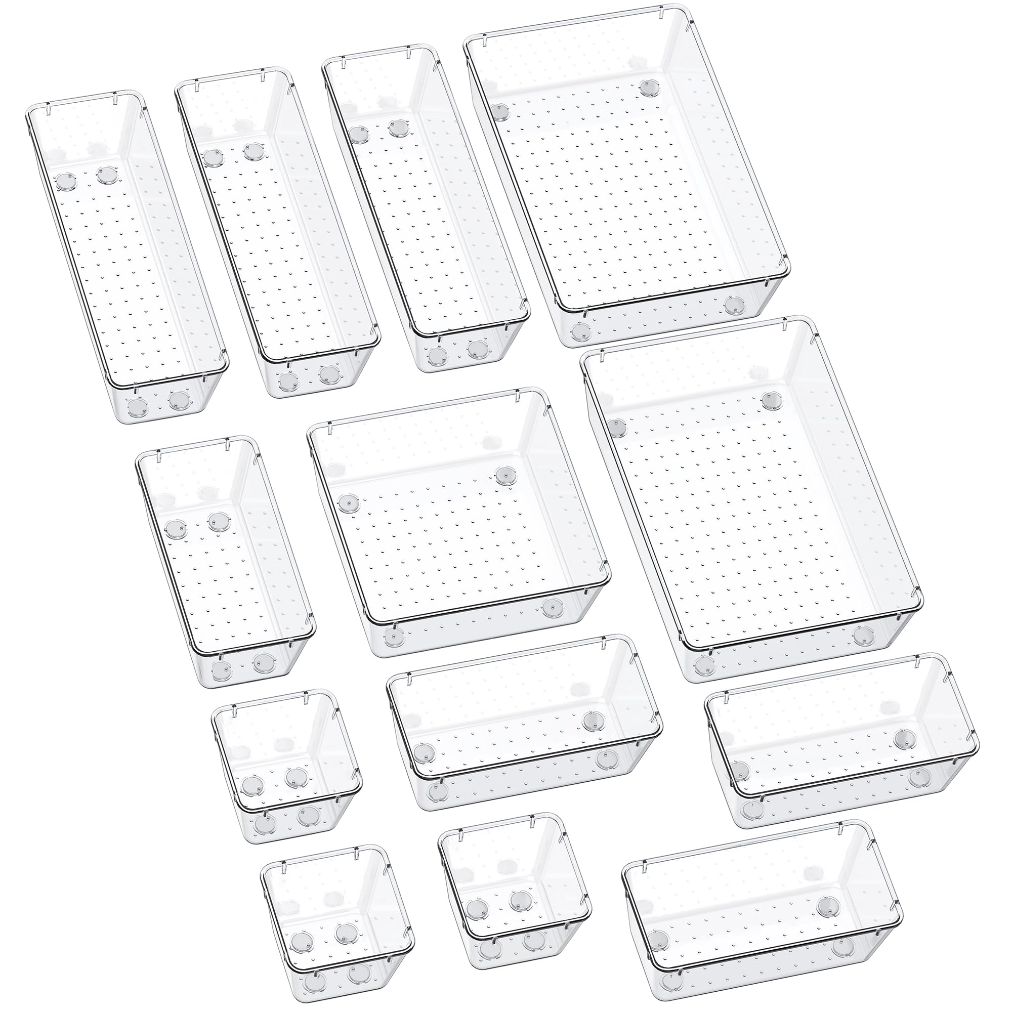 SMARTAKE 13-Piece Drawer Organizers with Non-Slip Silicone Pads