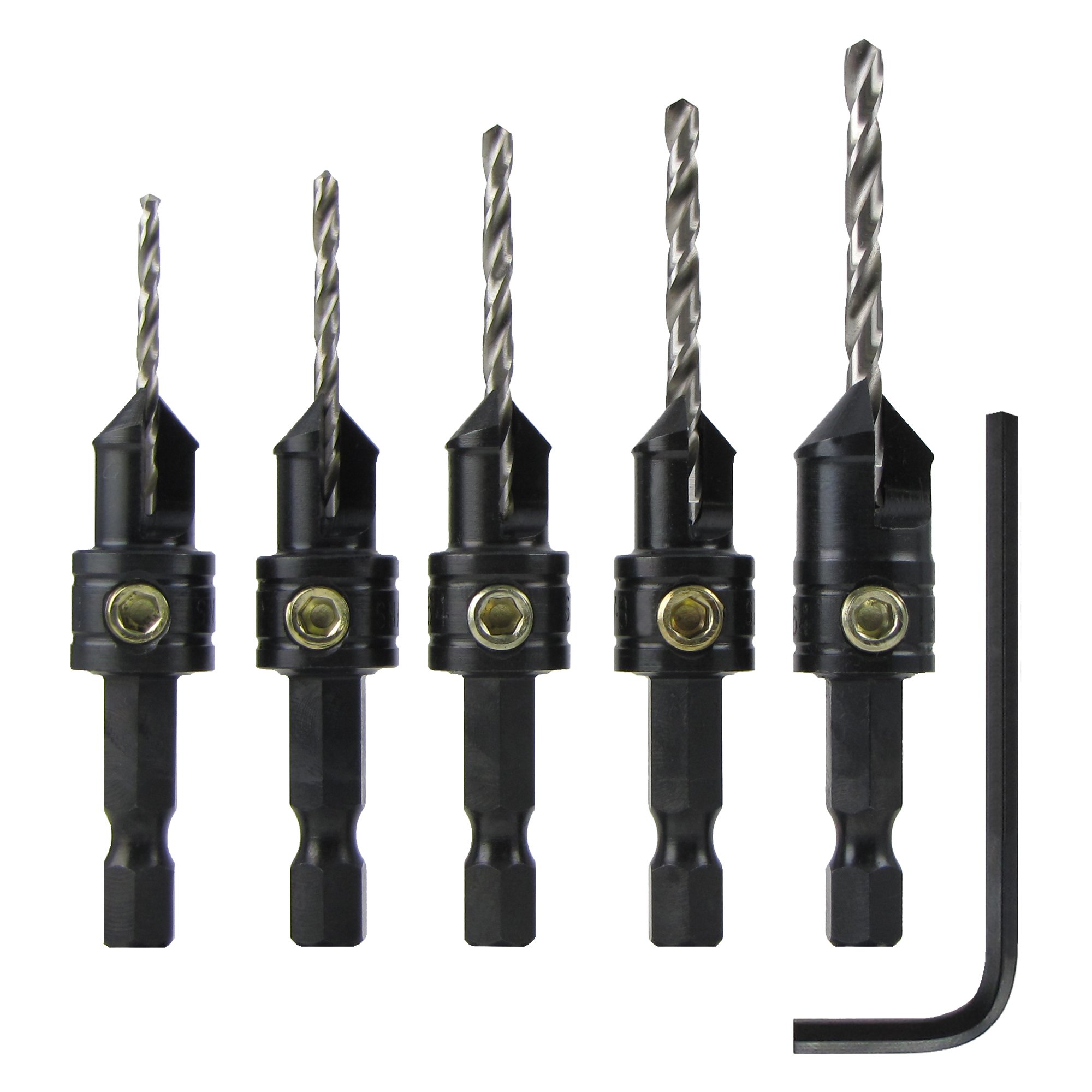 Snappy 5pc Gold Screw Countersink Drill Bit Set 5/64-9-64" USA