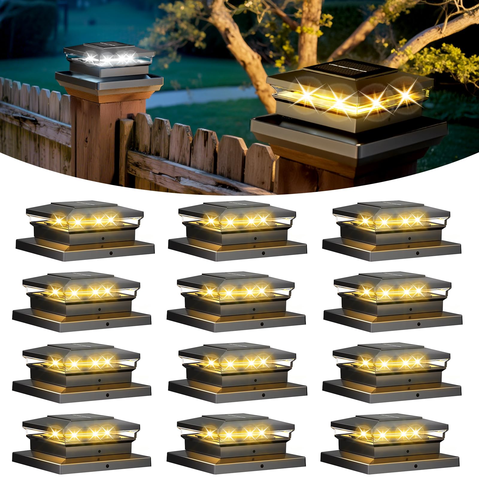 Solar Post Cap Lights 12 Pack