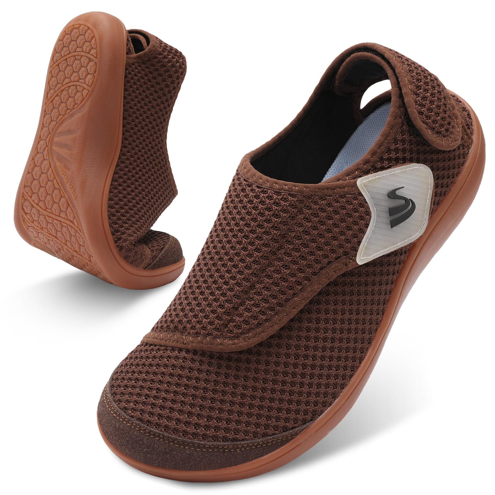 Spesoul Wide Diabetic Slippers for Men Adjustable Mens Diabetic Shoes Slip On