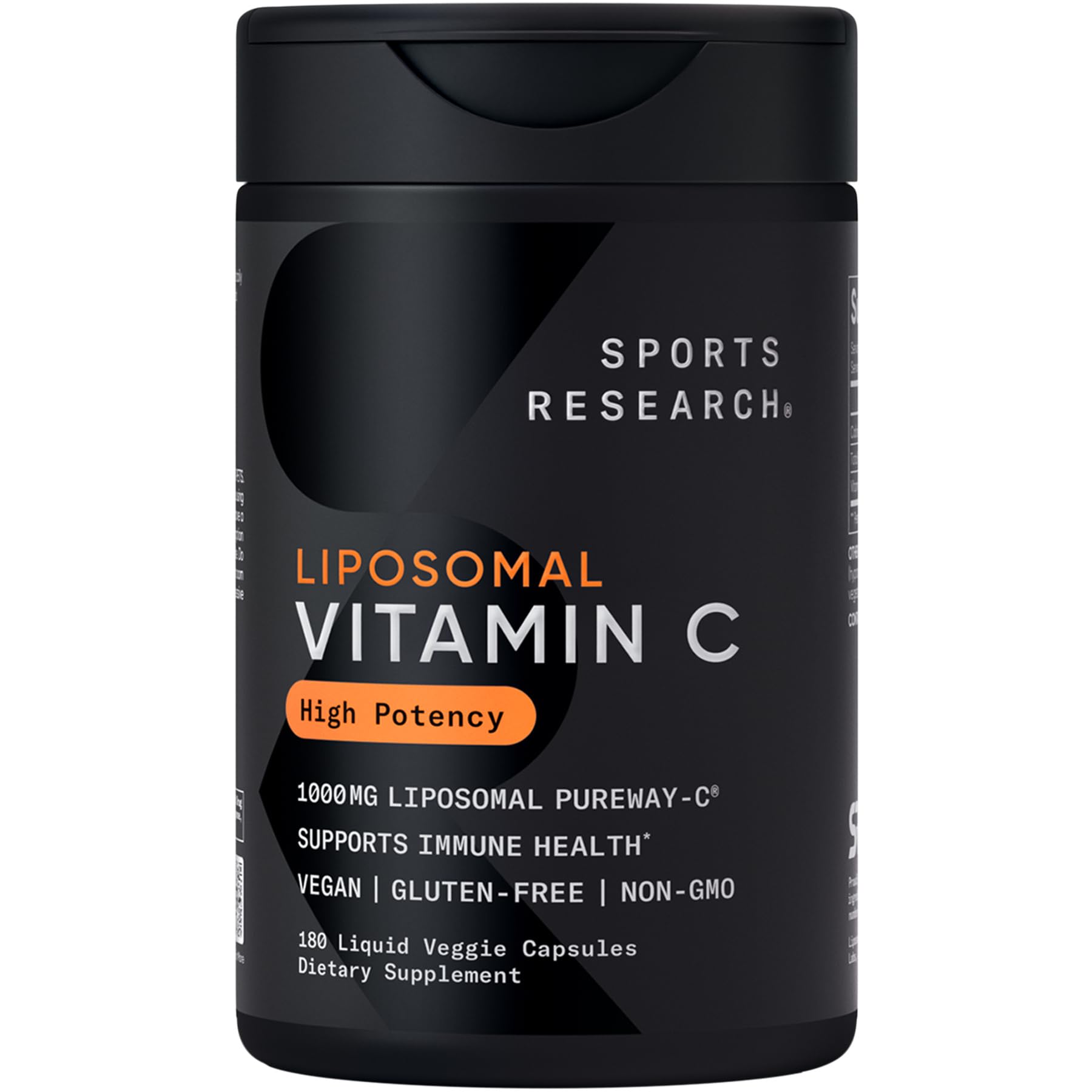 Sports Research® High Potency Liposomal Vitamin C Supplement 1000 mg – Certified Vegan