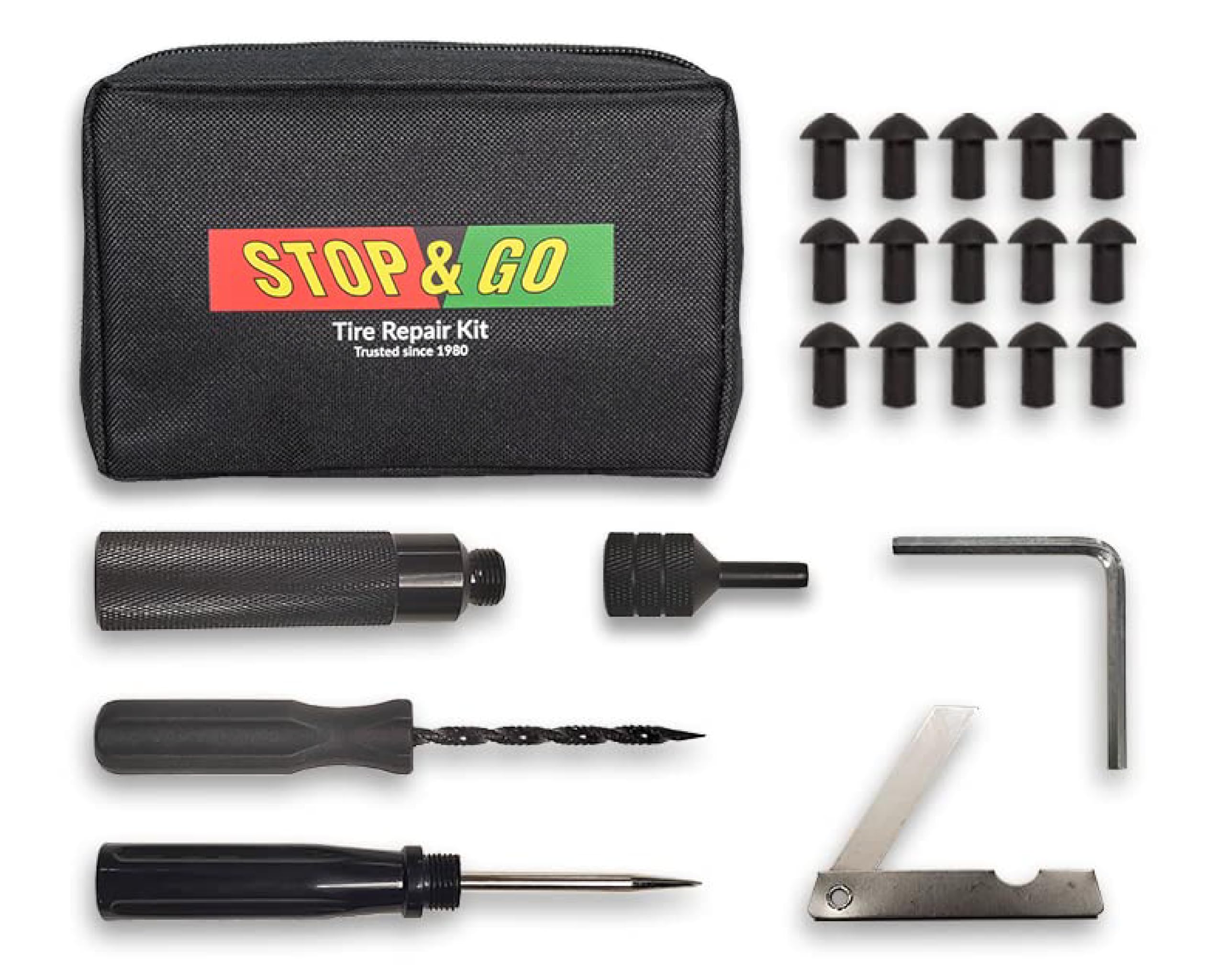 Stop & Go 1000 22 Piece Tubeless Tire Pocket Plugger Repair Kit for Punctures and Flats on Car