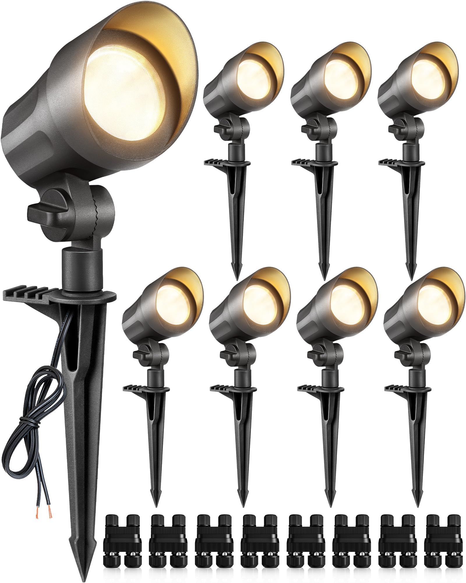 SUNVIE 6W LED Landscape Lights Low Voltage Landscape Lighting with Connectors