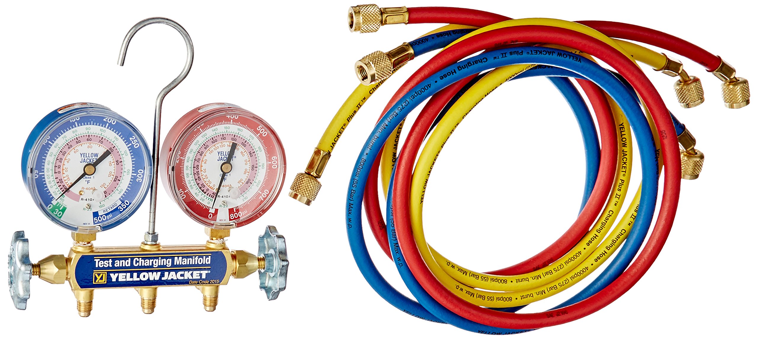 Yellow Jacket 42004 Series 41 Manifold with 3-1/8" Gauge, psi, R-22/404A/410A