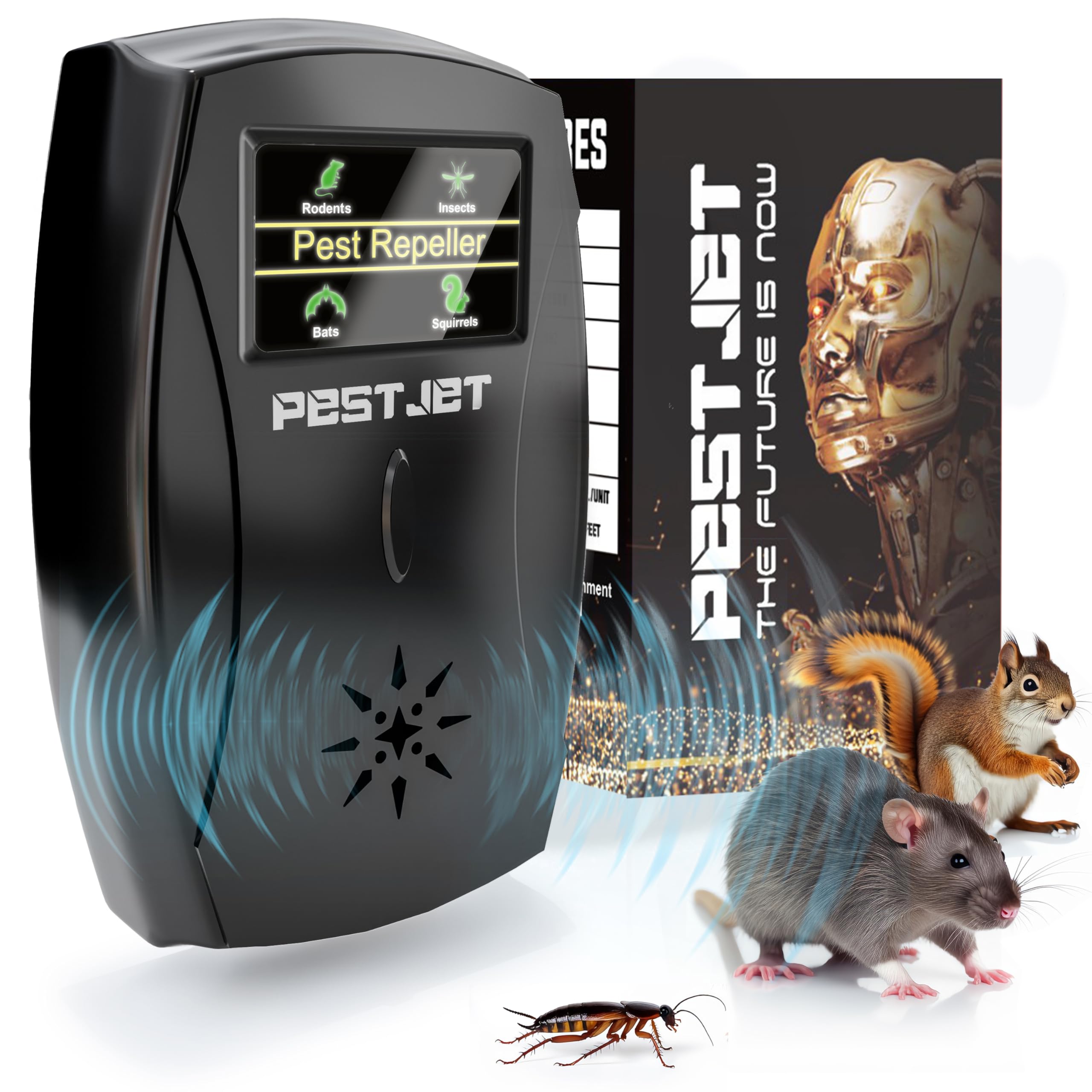 2026 Ultrasonic Pest Repeller Plug-in with LCD – Indoor Outdoor Use –