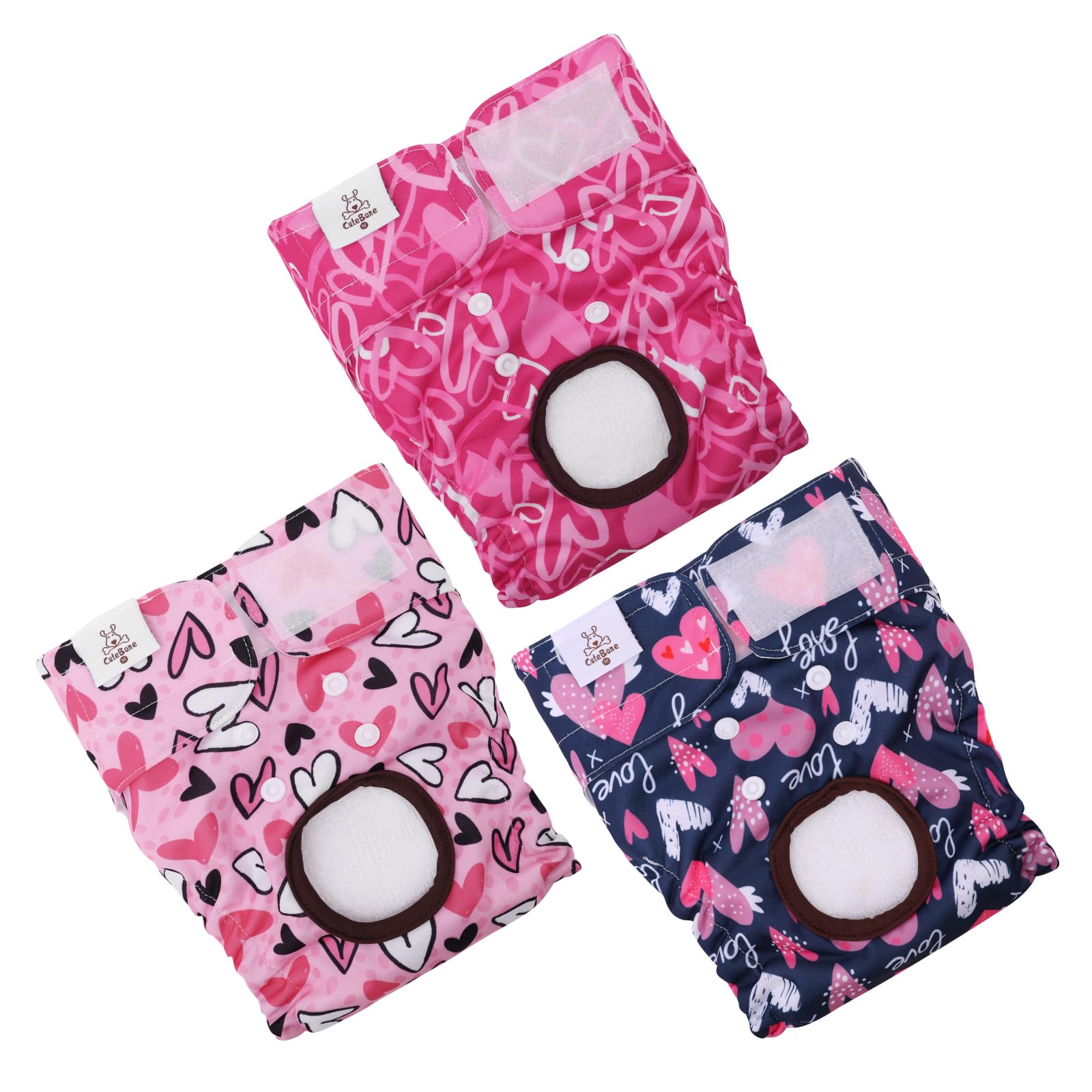 CuteBone Dog Diapers Female Washable Small Medium Large 3 Pack Reusable Doggie