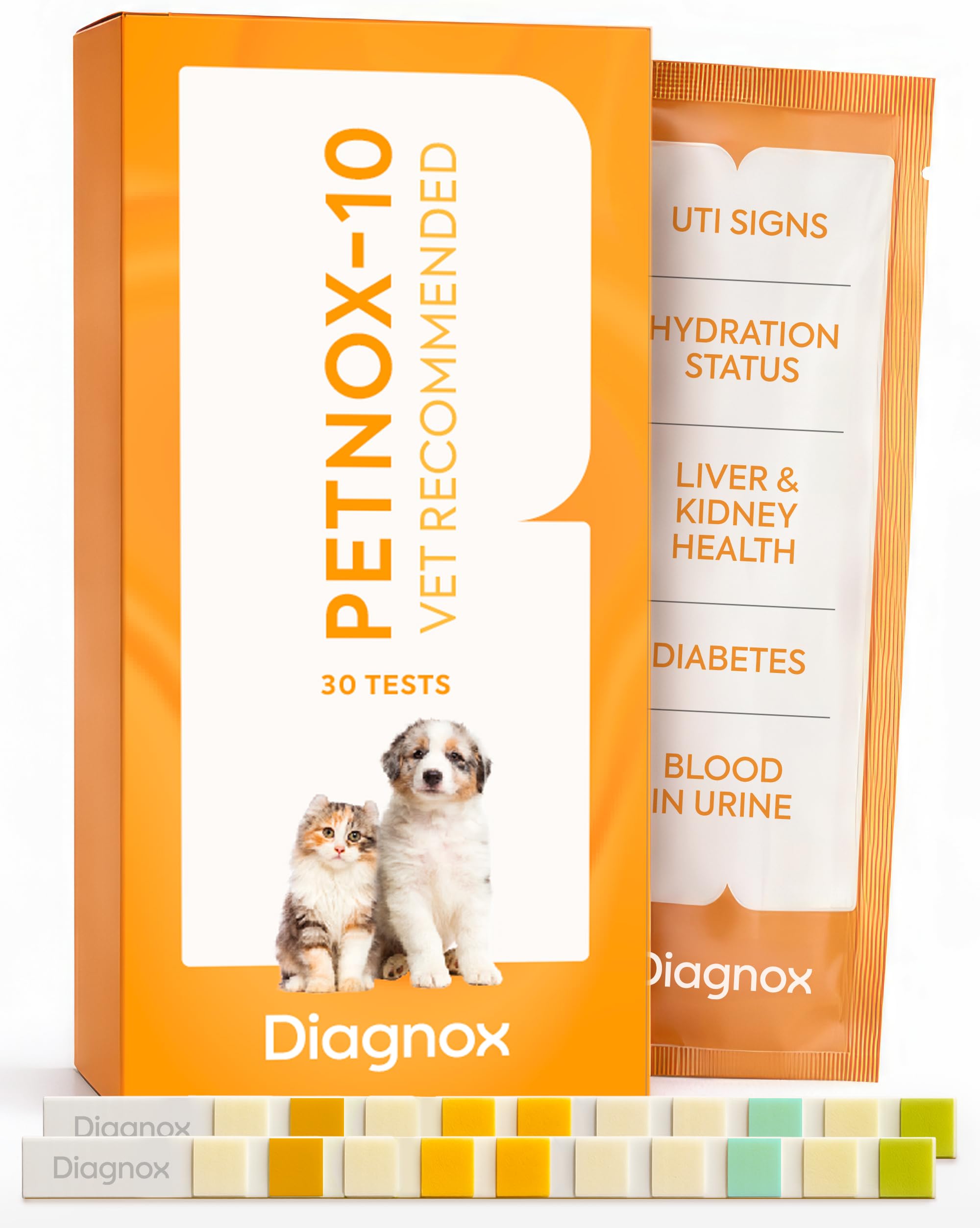DIAGNOX HEALTH PETNOX 10-Parameter Cat & Dog Urine Test Strips