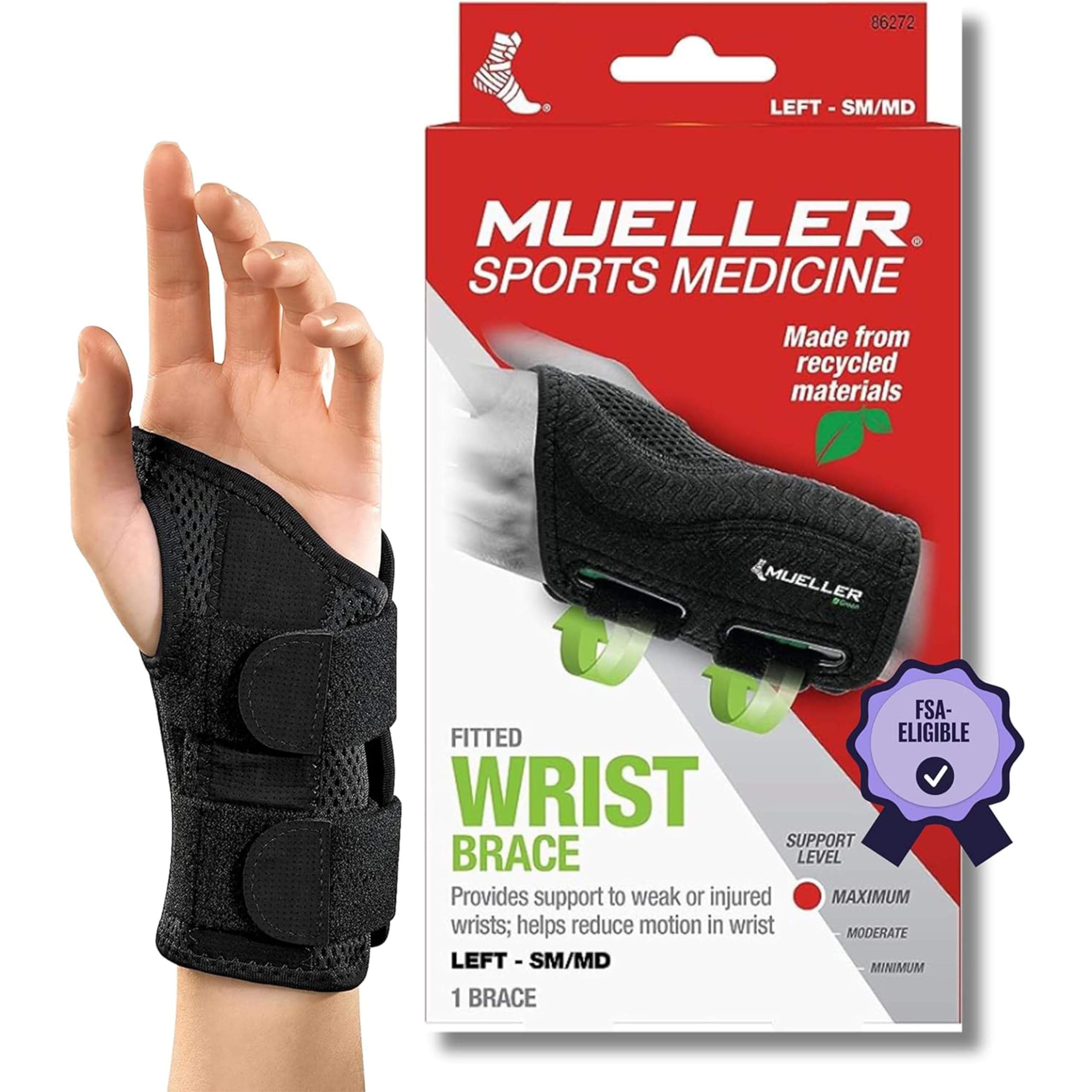 MUELLER Sports Medicine Green Fitted Wrist Brace for Men and Women